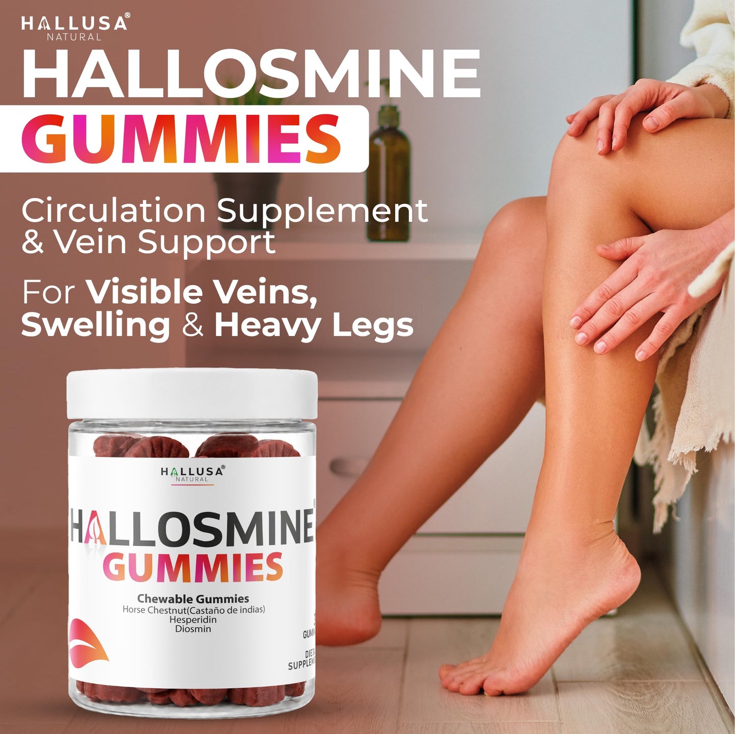 Hallusa Natural Hallosmine 400mg Gummies, 30 Count