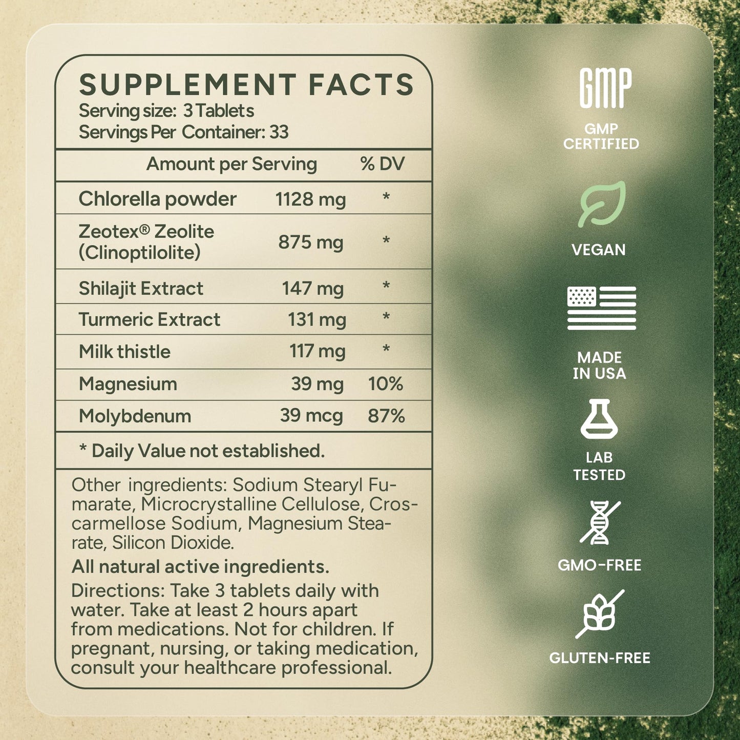 Harmonex Zeolite Detox Micropollutant Binder Tablets 100 Count