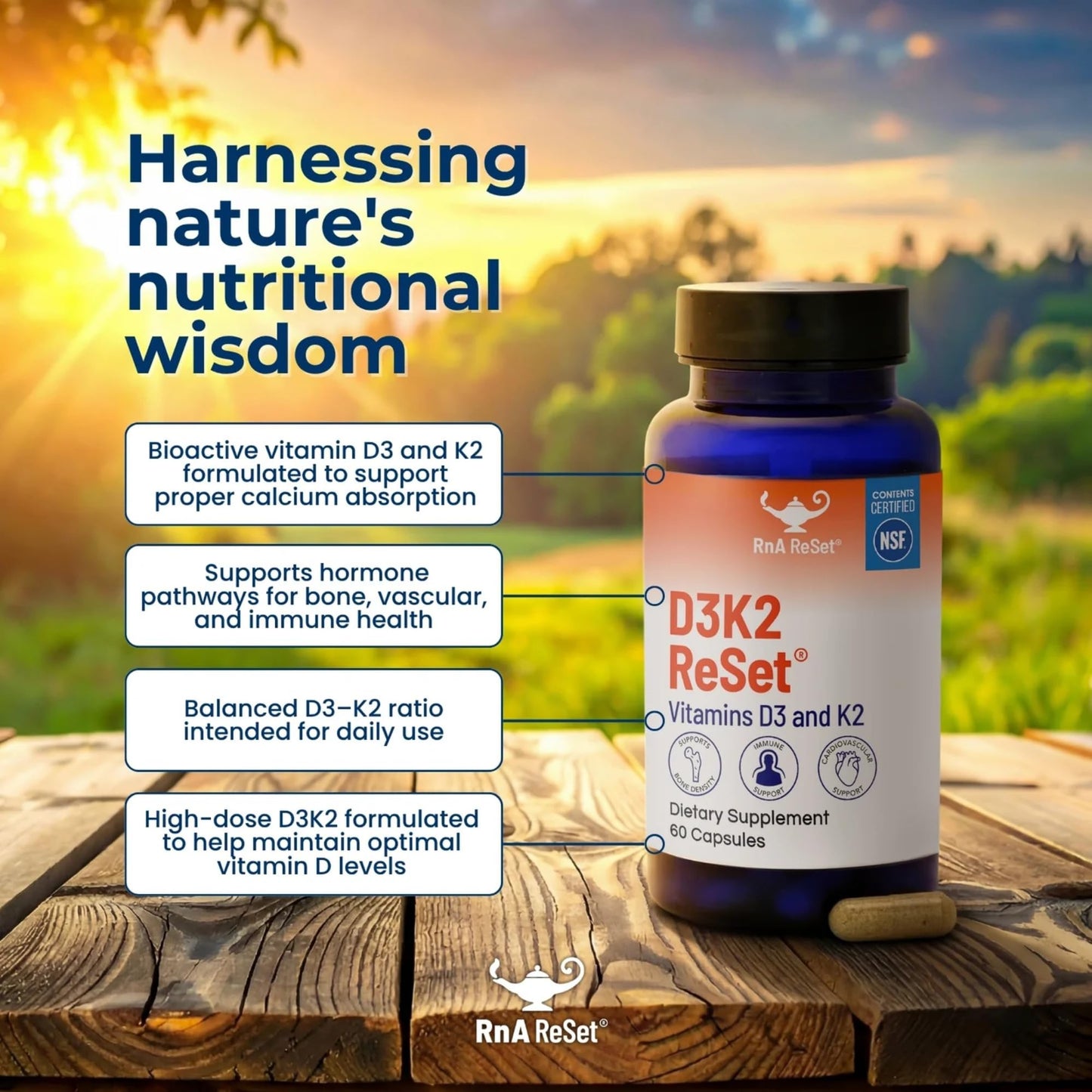 RnA ReSet D3K2 Reset - Vitamin D3 Vitamin K2 Supplement Capsule 1