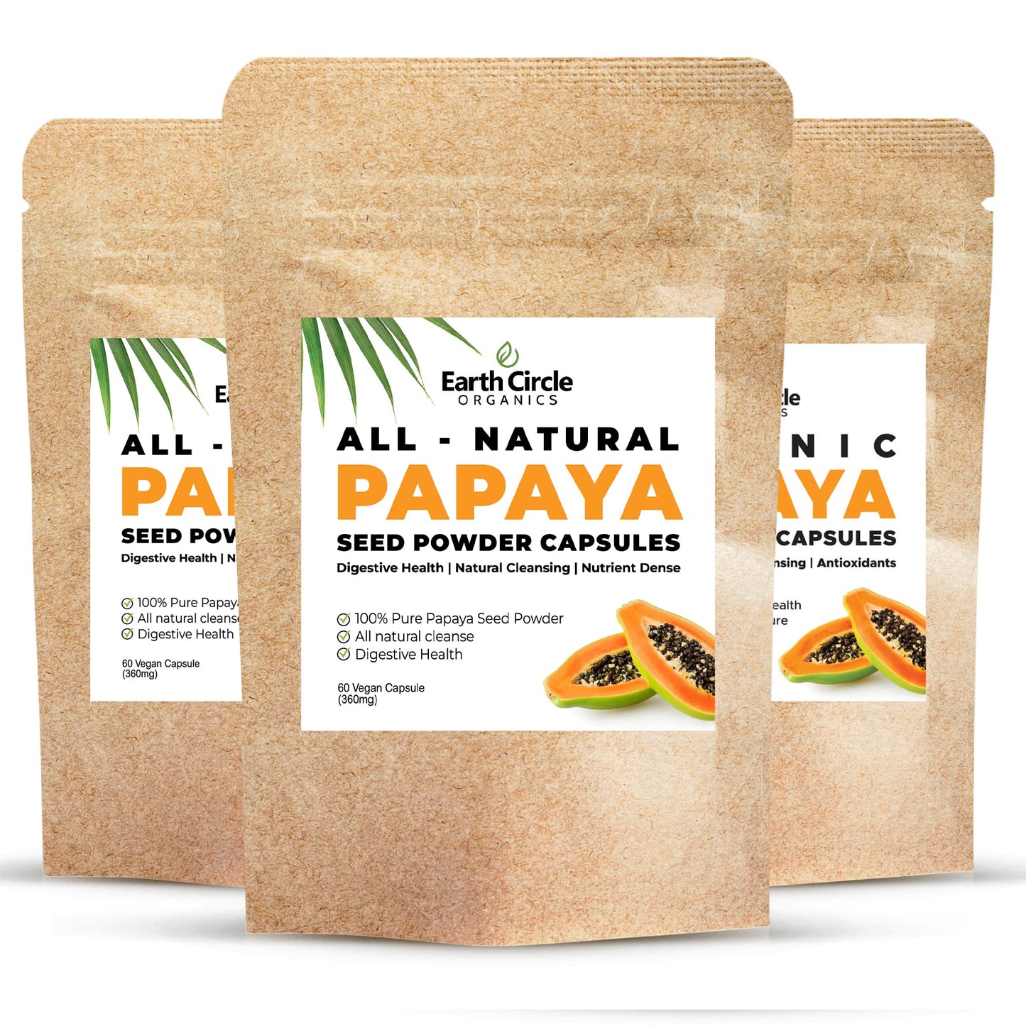 Earth Circle Organics Papaya Seed Powder Capsules 180 Capsules