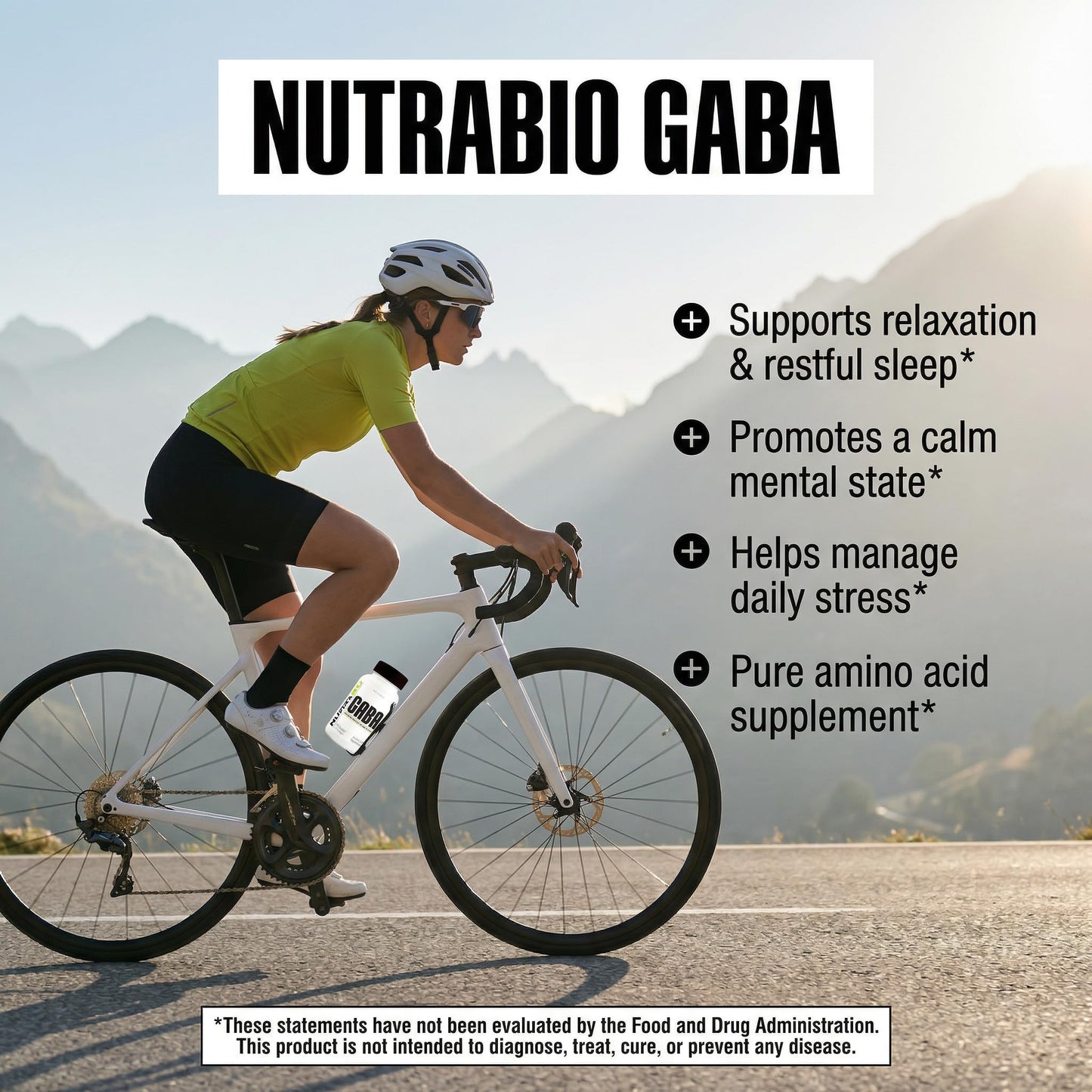 NutraBio 100% Pure GABA Supplement (Gamma-Aminobutyric Acid) 500mg, 90 Capsules