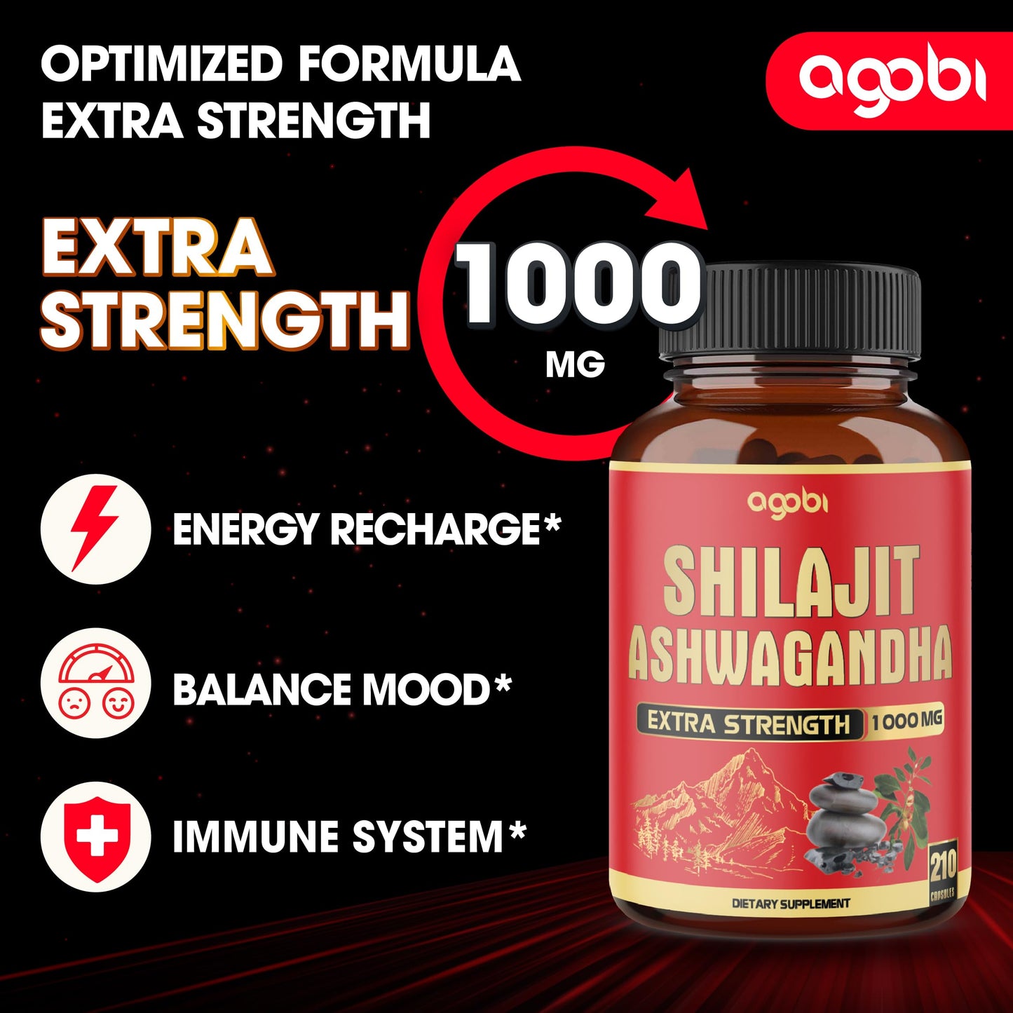 agobi Shilajit & Organic Ashwagandha Capsule 210 Capsules