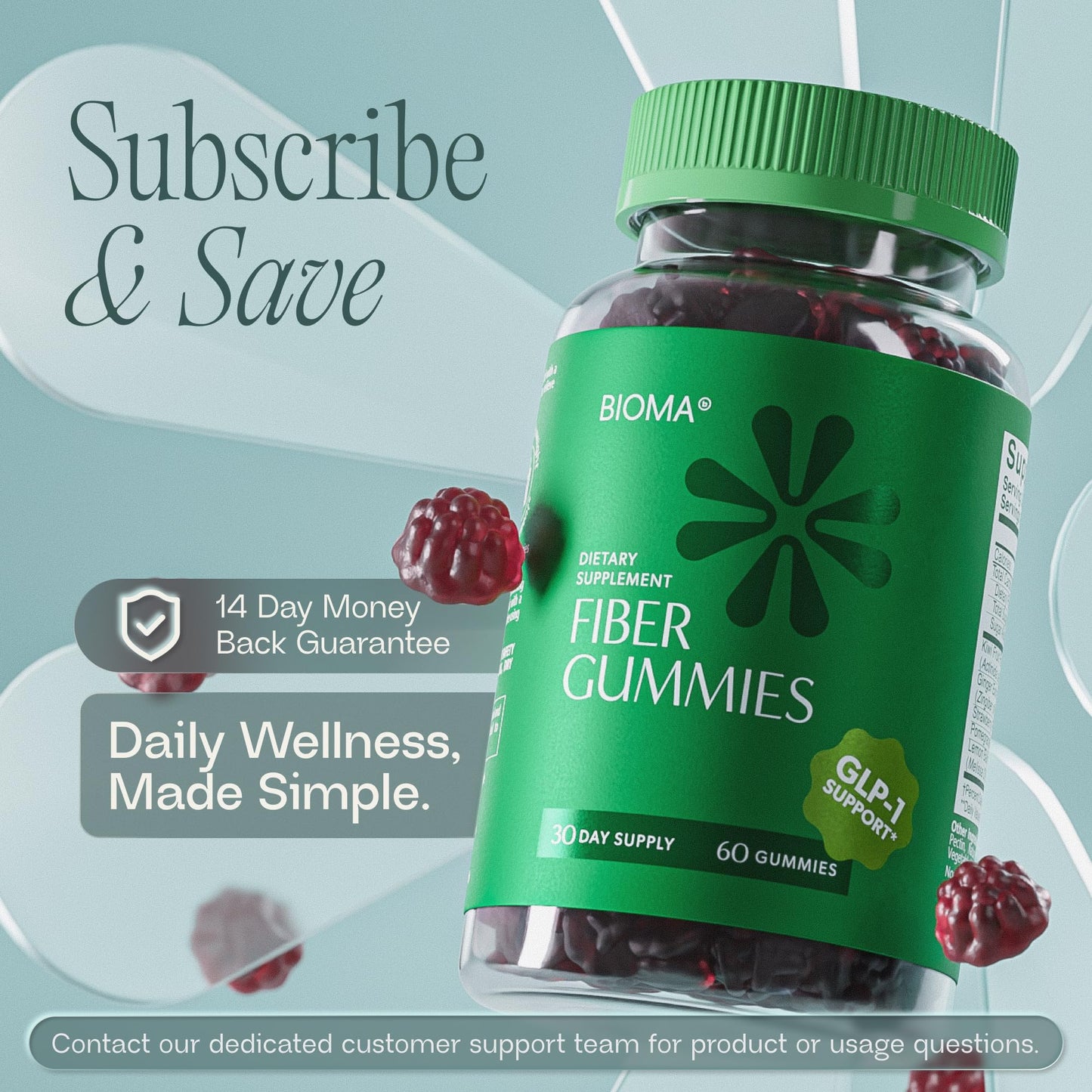 BIOMA Fiber Gummies for Women Gummy, 60 Count