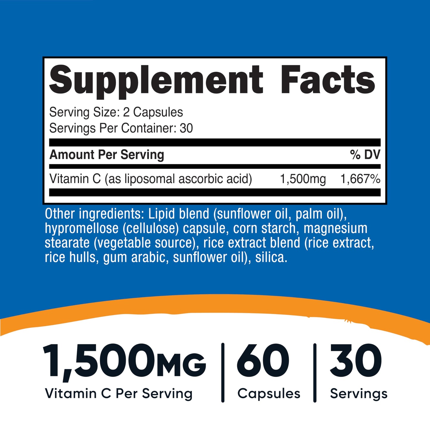 Nutricost Liposomal Vitamin C (1500mg) Capsules, 60 Count