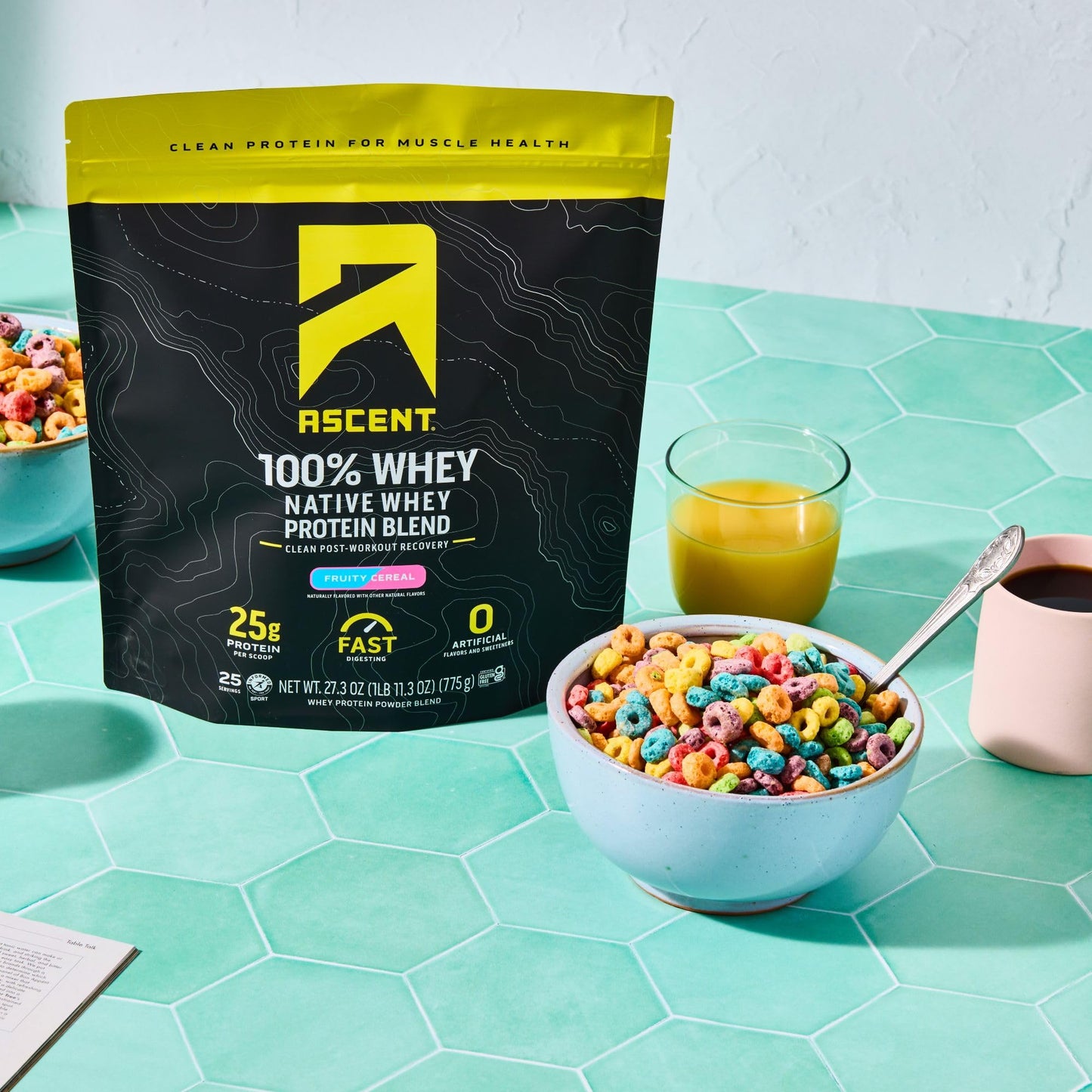 Ascent 100% Whey Protein Powder Fruity Cereal, 1.71 lb