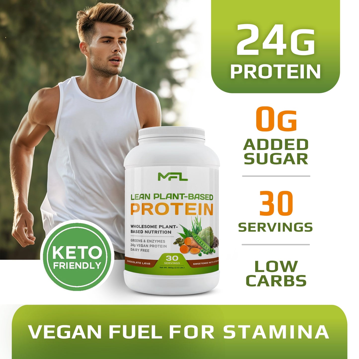 MUSCLE FOOD LABS MFL Vegan Plant-Based Protein Powder, Chocolate Lava, 2.12 lb