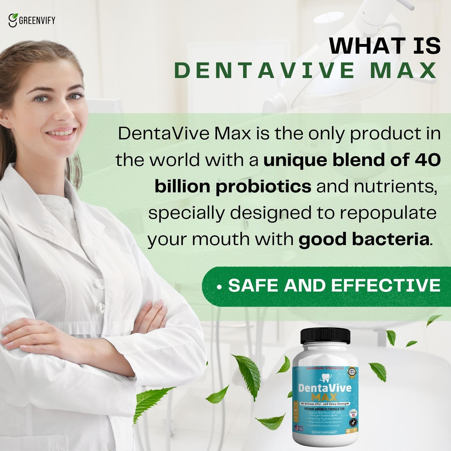 GREENVIFY DentaVive Max Probiotic Supplement Capsule, 60 Capsules
