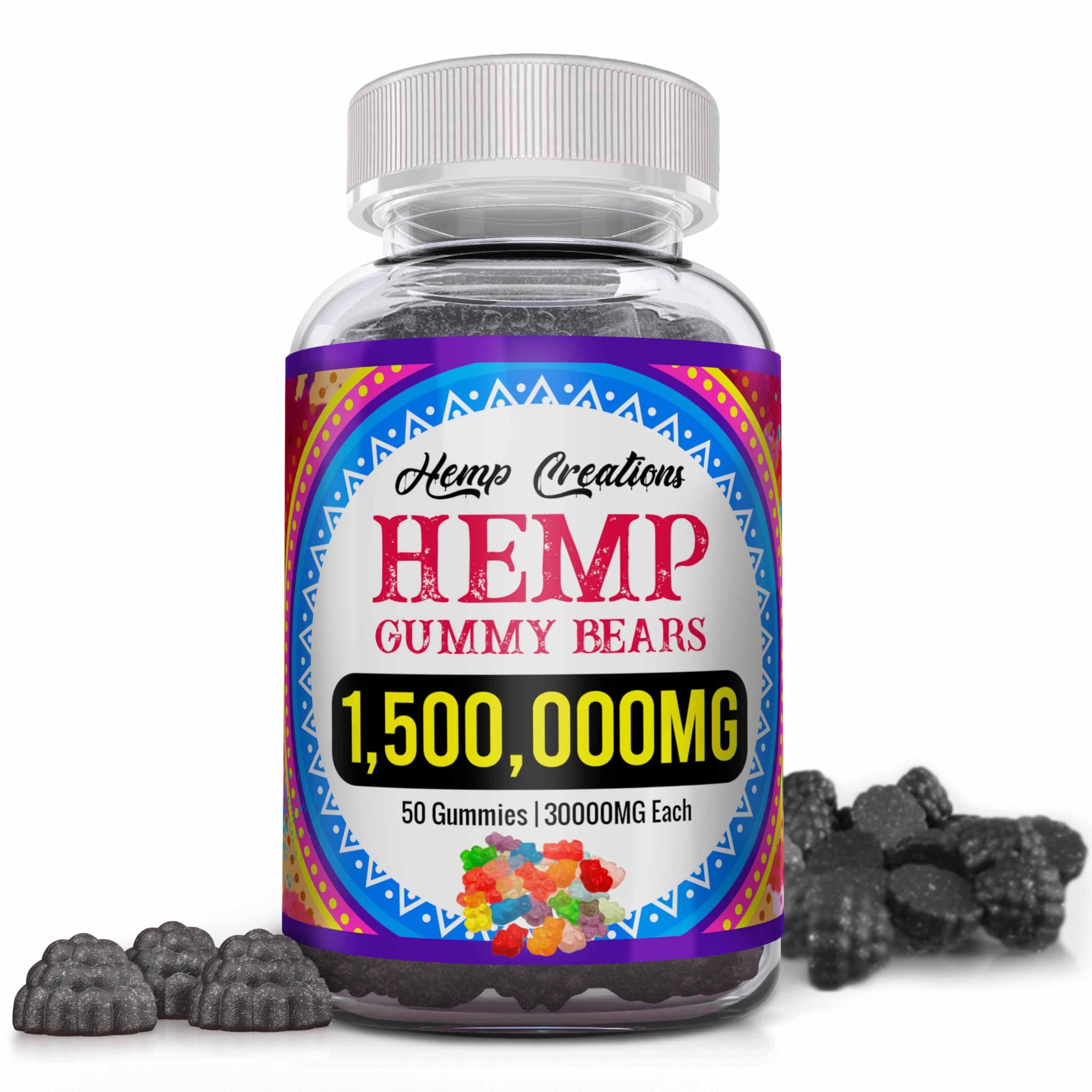 Unknown Organic Hemp Gummies with L-Theanine, Sea Moss & Vitamin B2 - Extra Strength Edible, Vegan, 50 Count