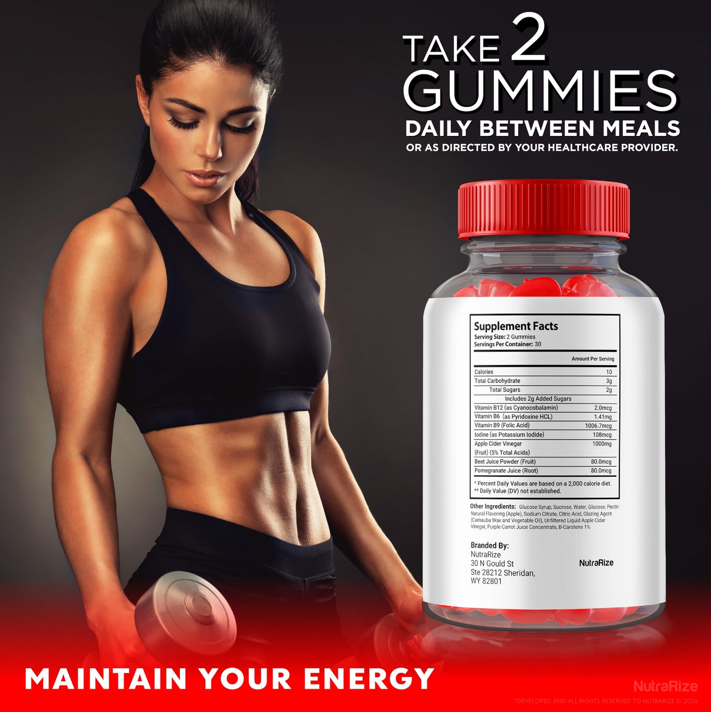 NutraRize Rapid Charge Keto + ACV Gummies, 120 Gummies