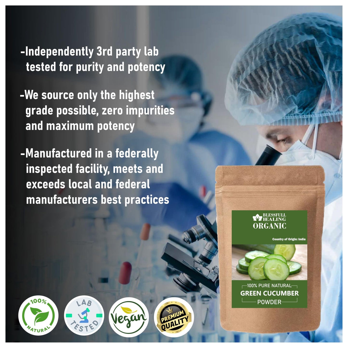 Blessfull Healing Organic Green Cucumber Powder 3.53 Ounce