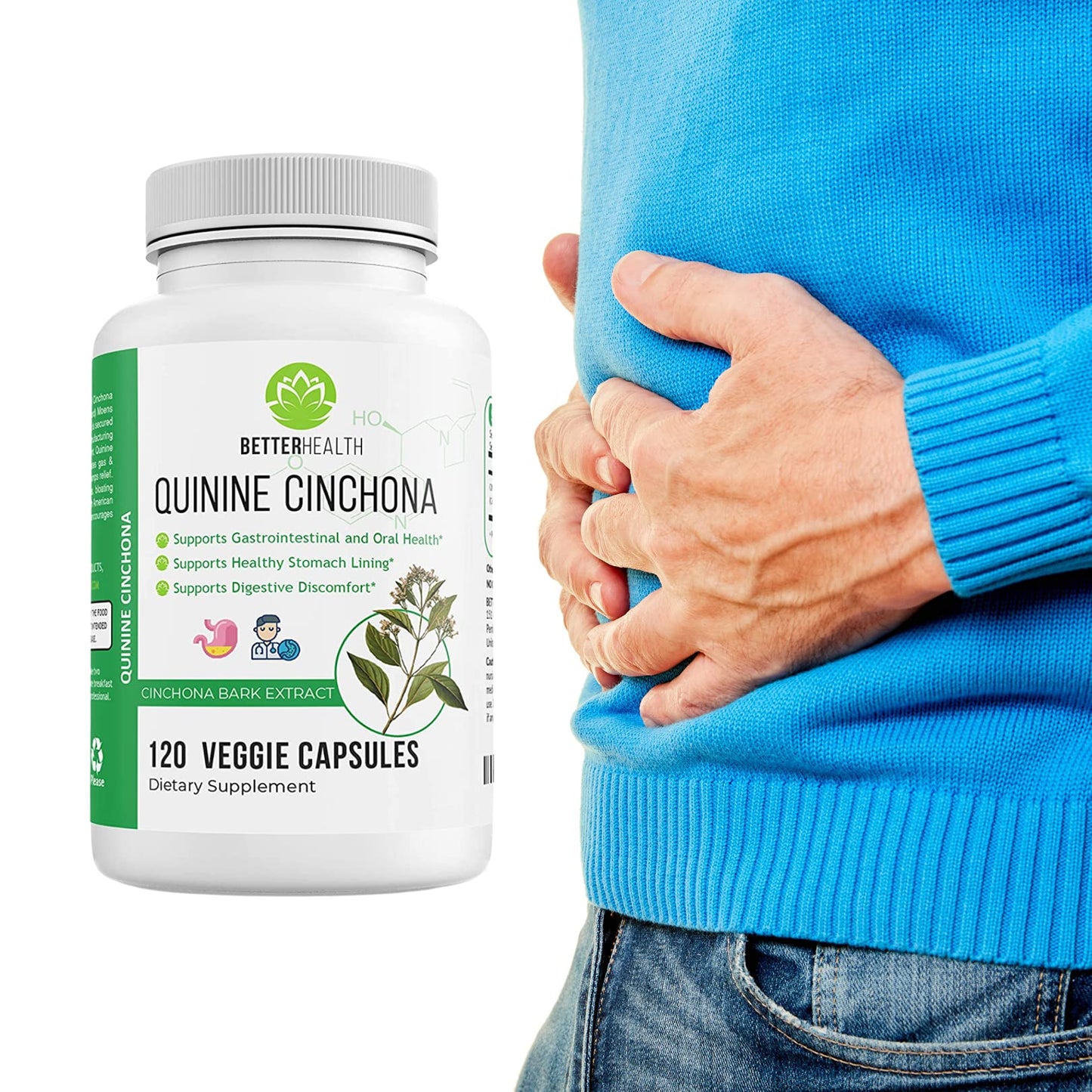 Better Health Quinine Cinchona Bark Extract Capsules 500 mg, 120 Count