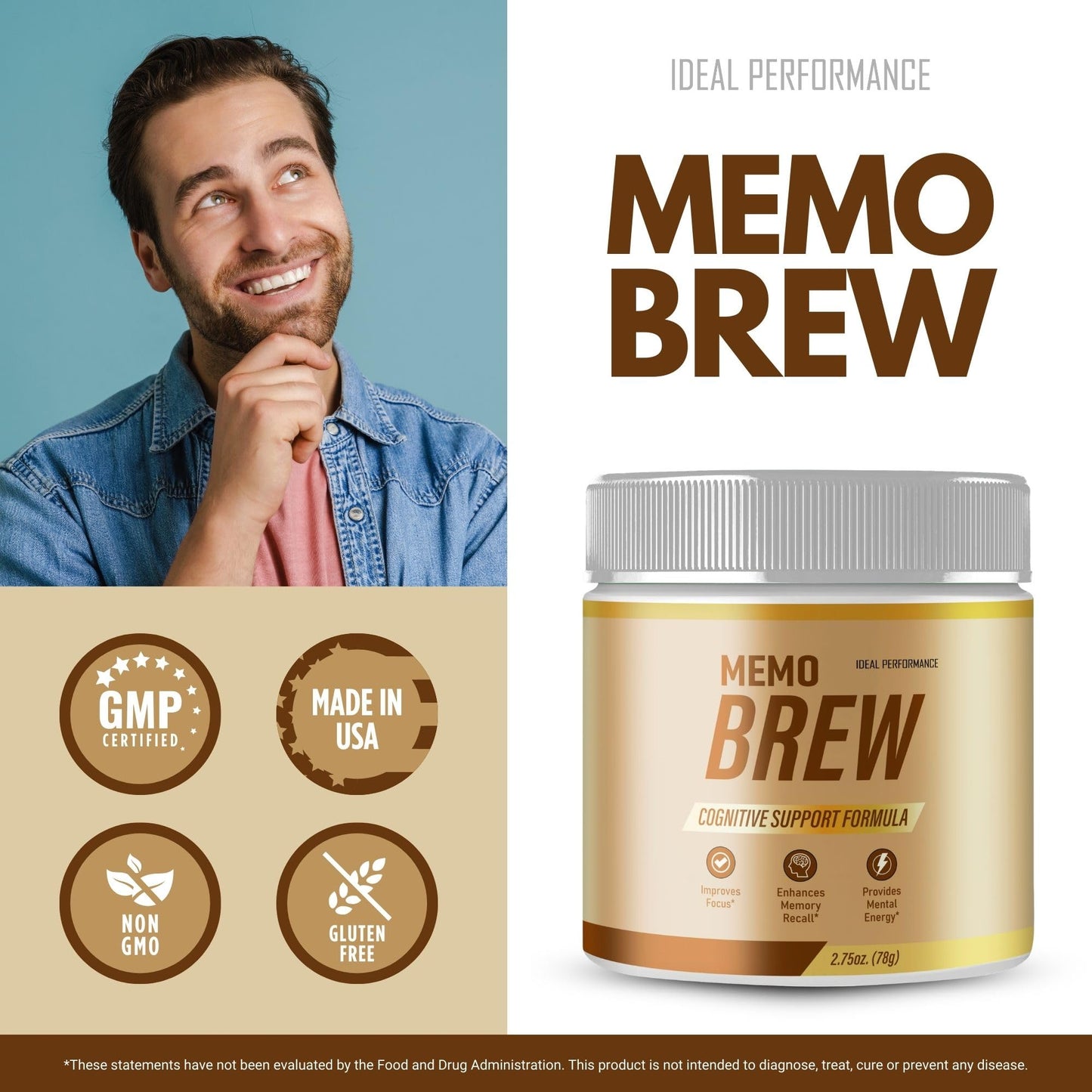 IDEAL PERFORMANCE Memobrew Powder 4 Pack