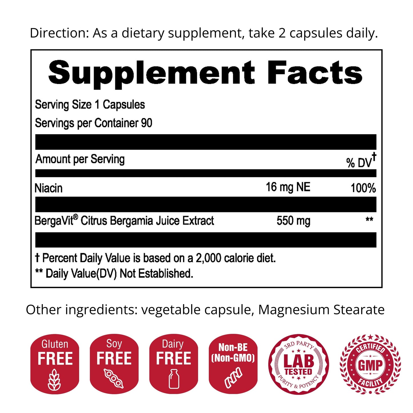 UpNourish Bergavit Citrus Bergamot Cholesterol Supplement - Italian Citrus Bergamot Extract 550mg for Women and Men 90 Softgels