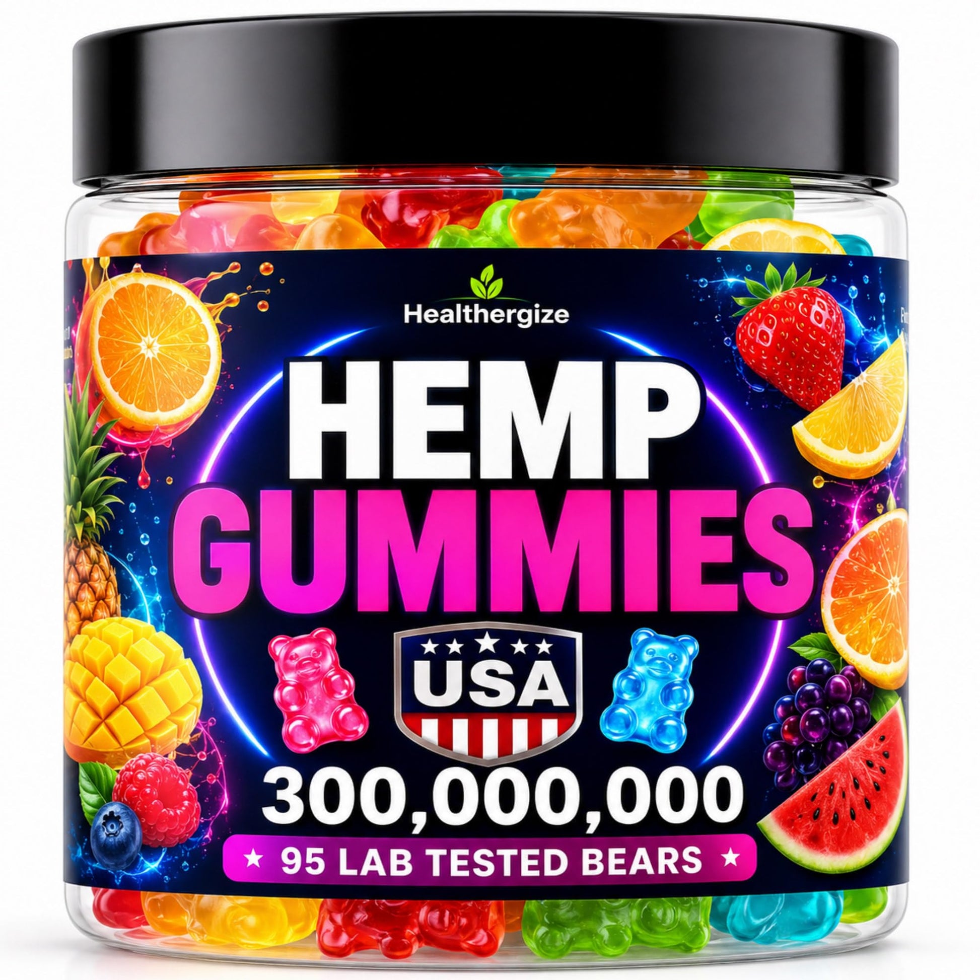 Healthergize Hemp Gummies for Adults Chewable 95 Count