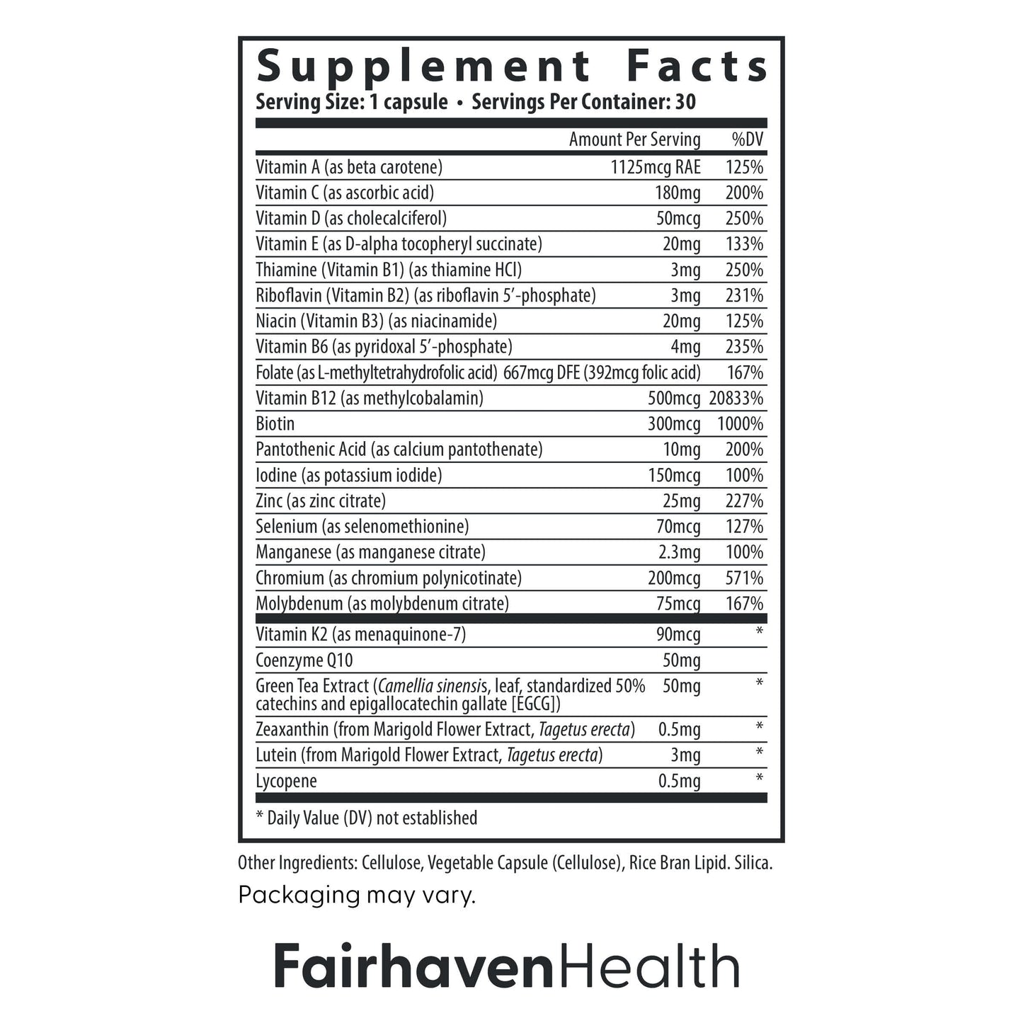 Fairhaven Health Womens Multivitamin Essentials Capsule 1 Count