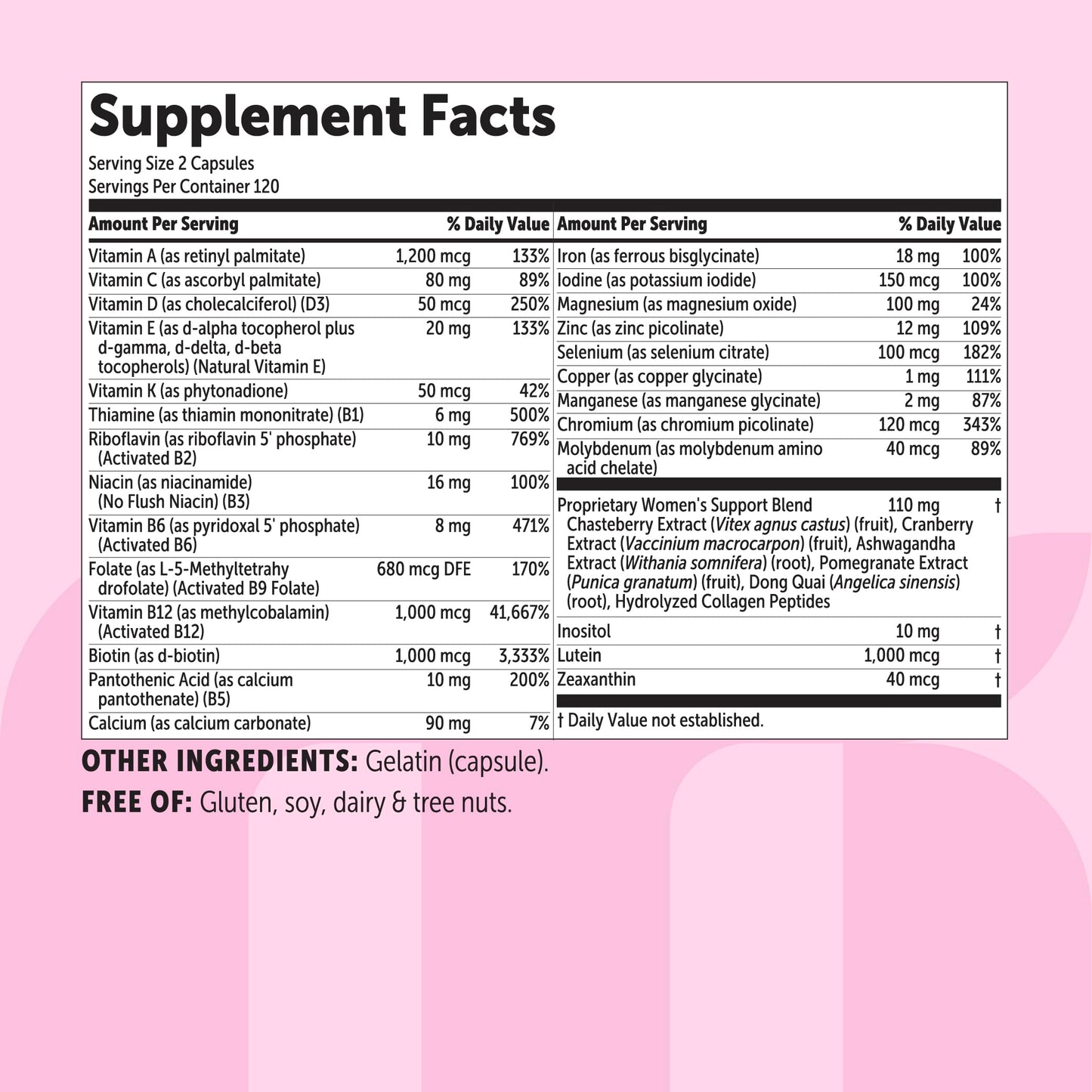 Micro Ingredients Pure Methylated Multivitamin for Women, 240 Capsules