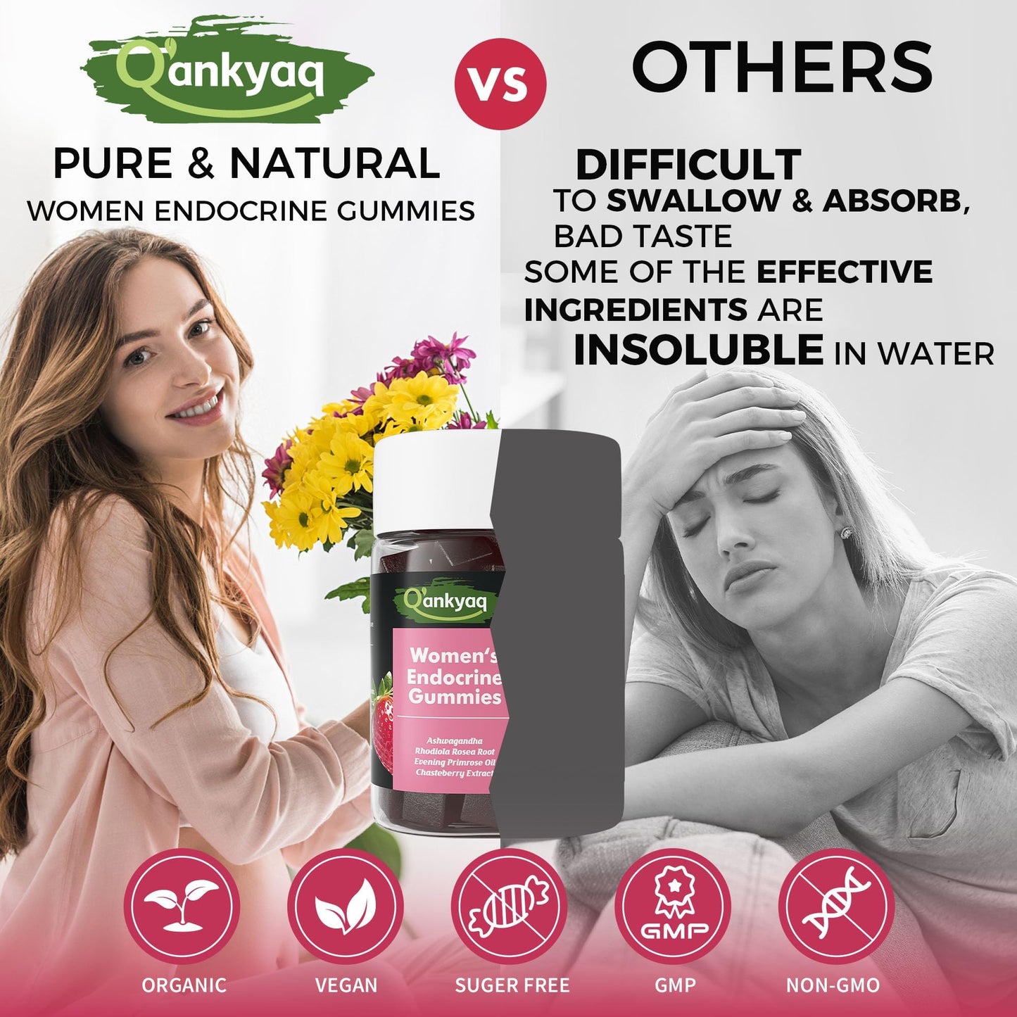 Q'ankyaq PMS Support Gummies for Women, 60 Count
