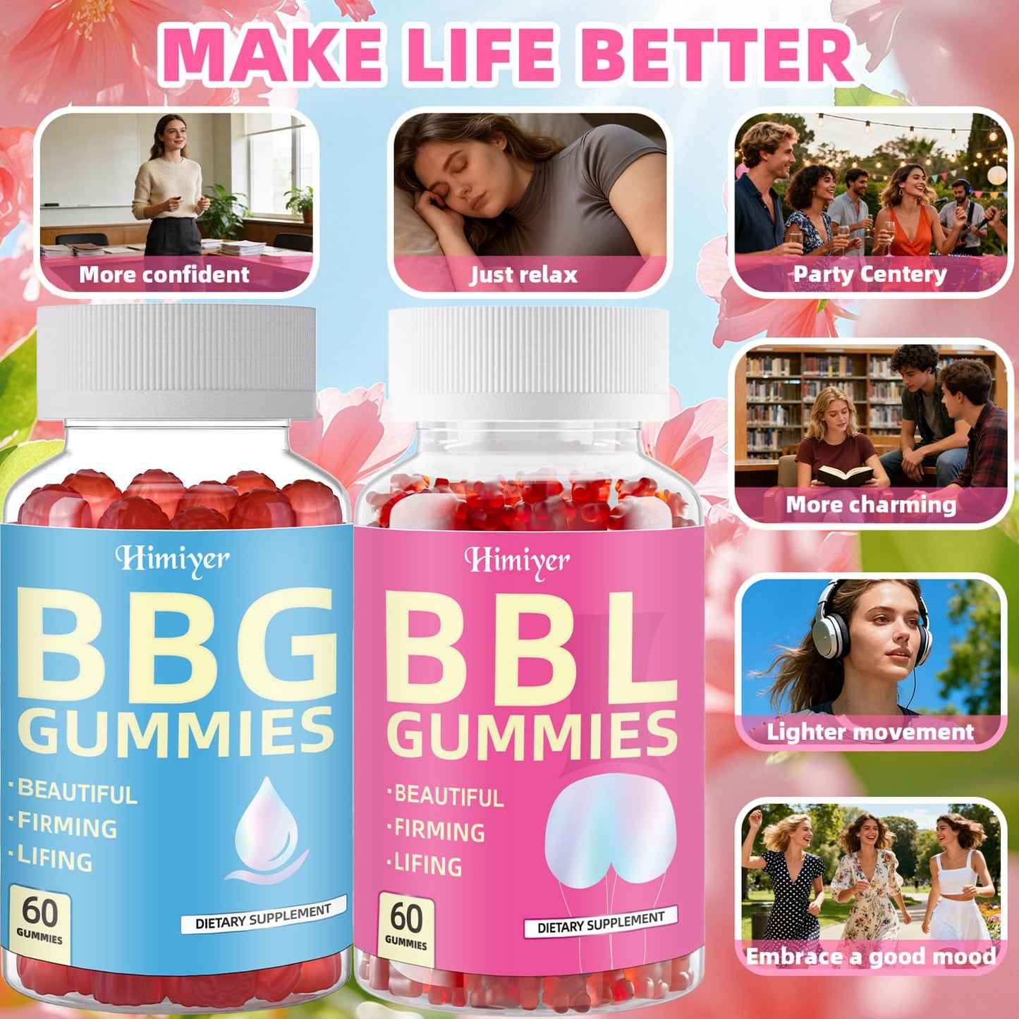 Himiyer BBG & BBL Gummies Combo Daily Herbal Nutrition Support Gummies for Women 120 Gummies