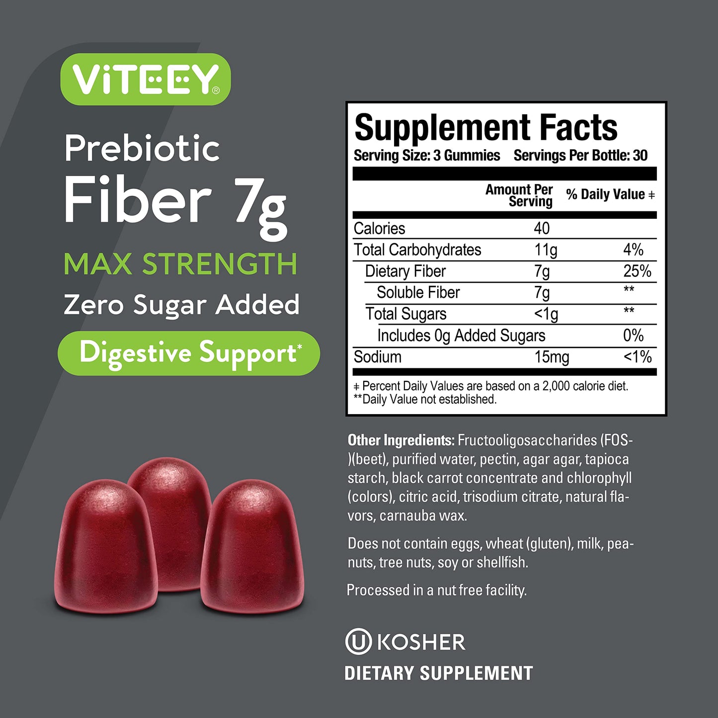 Viteey Prebiotic Fiber Gummies Gummy 90 Count