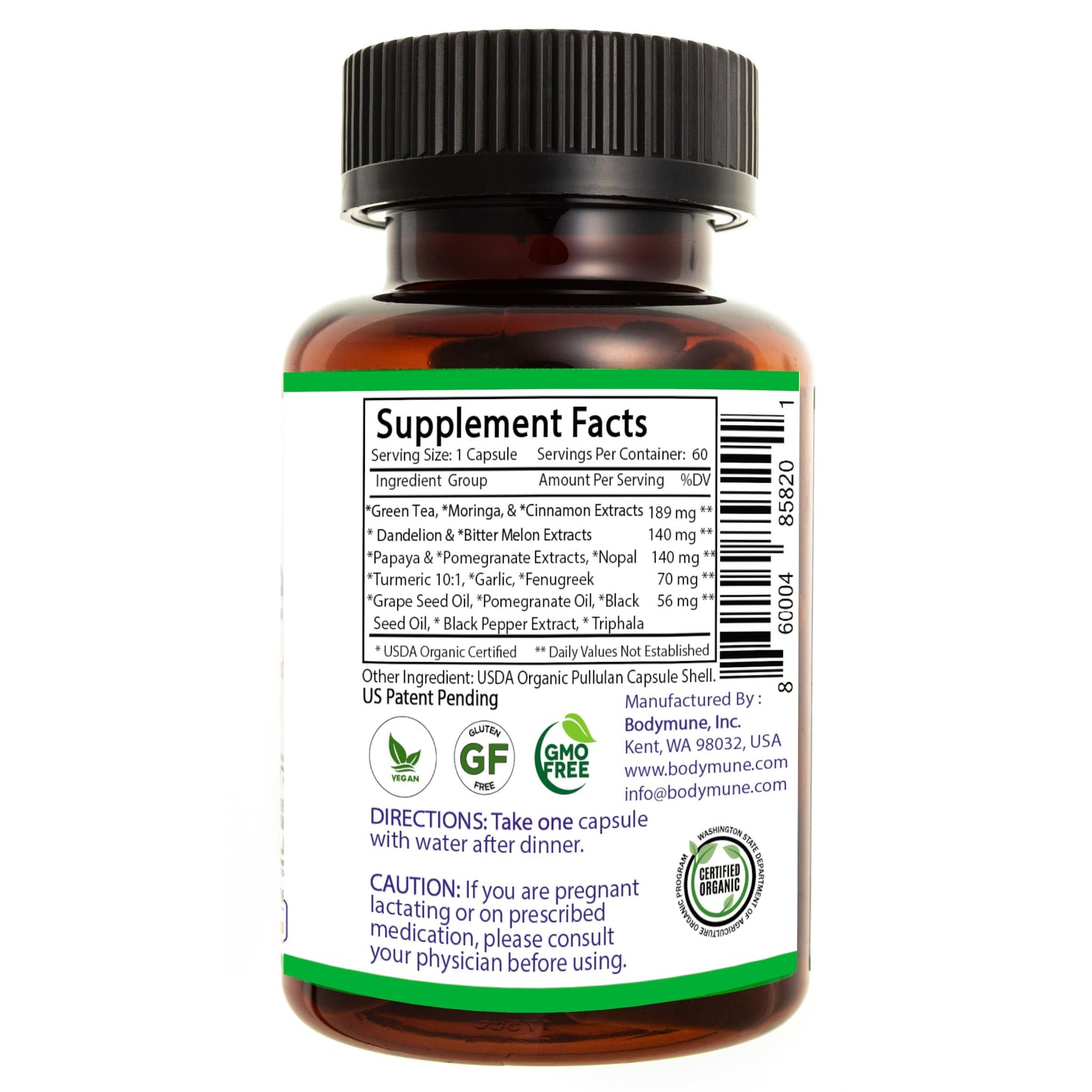 Bodymune Heart Health Blend Cholesterol Support – Organic Cardiovascular & Circulation Supplement – with Green Tea, Pomegranate & Black Seed Oil, 60 Capsules