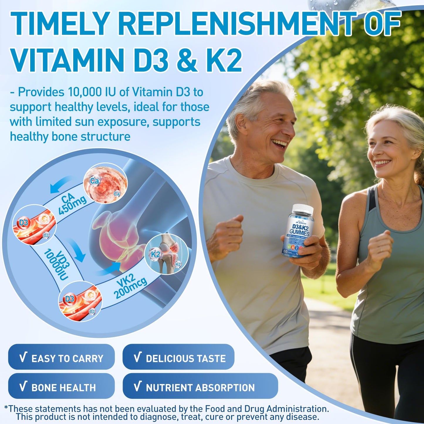 DR. MUSCLE'S Vitamin D3 K2 Gummies 60 Count