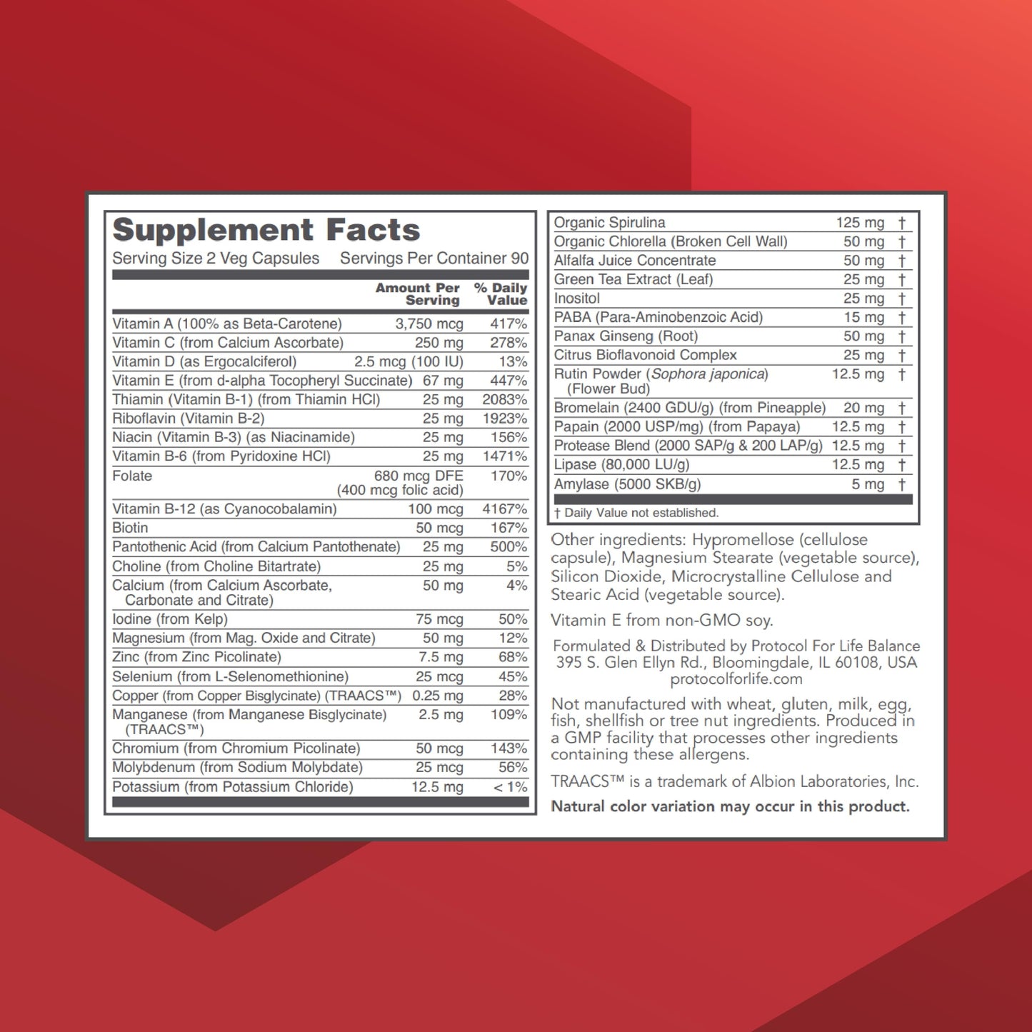 PROTOCOL FOR LIFE BALANCE Ortho Multi Greens Capsules 180