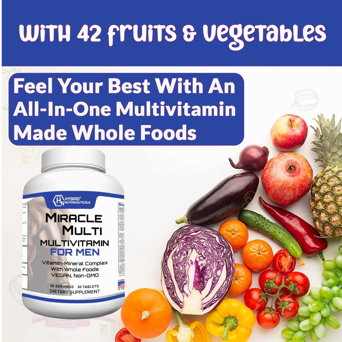 Hybrid Nutraceuticals MiracleMulti Multivitamin for Men Tablet 120 Tablets