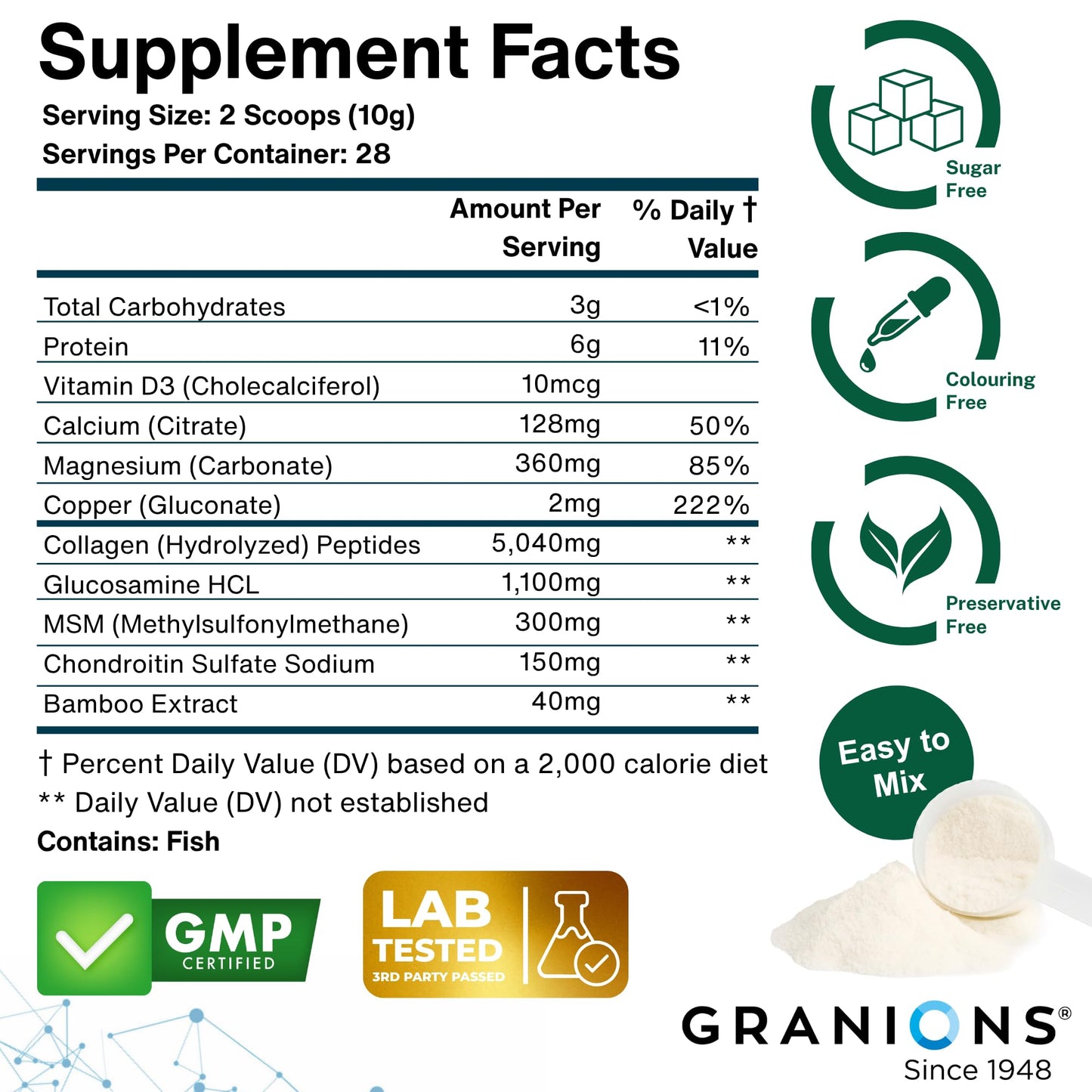 Granions Glucosamine Chondroitin MSM Powder 9.91 oz