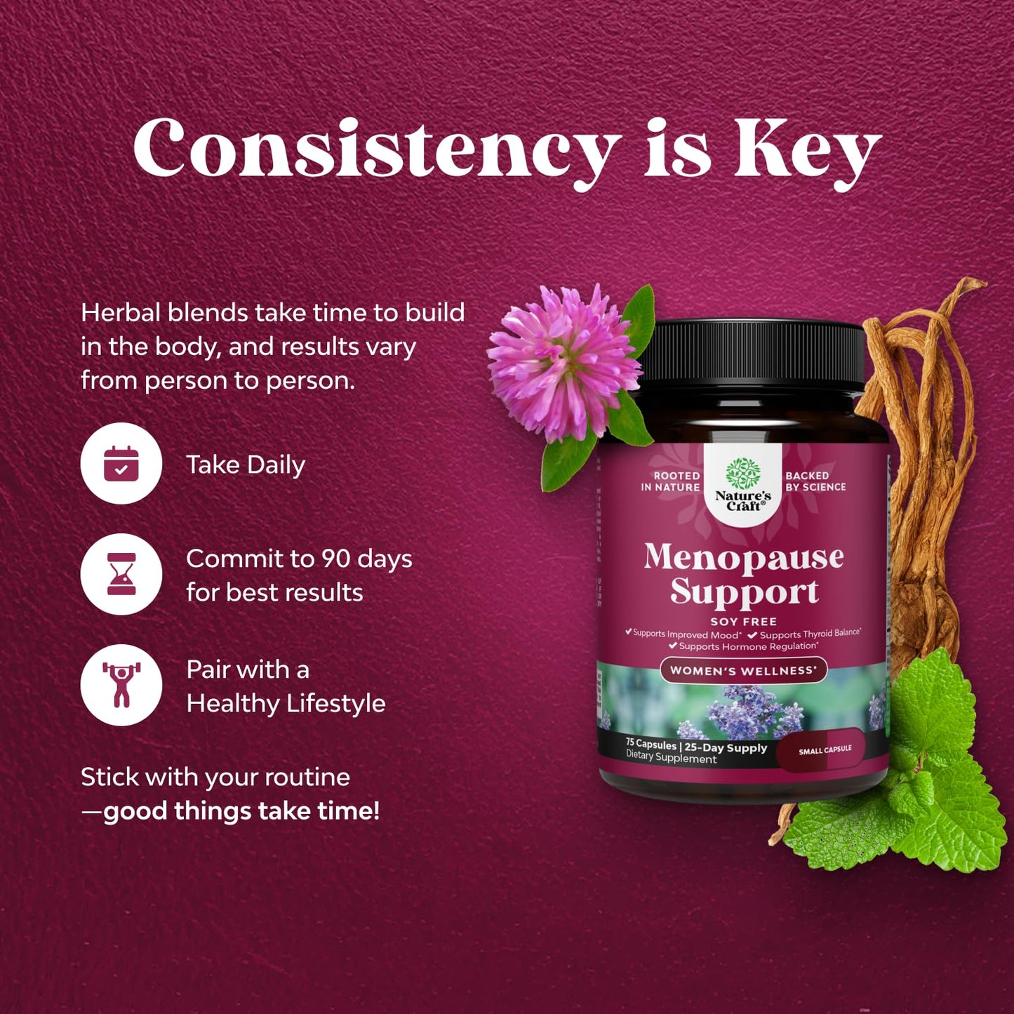 Natures Craft Soy Free Menopause Supplement for Women Capsules 150 Capsules