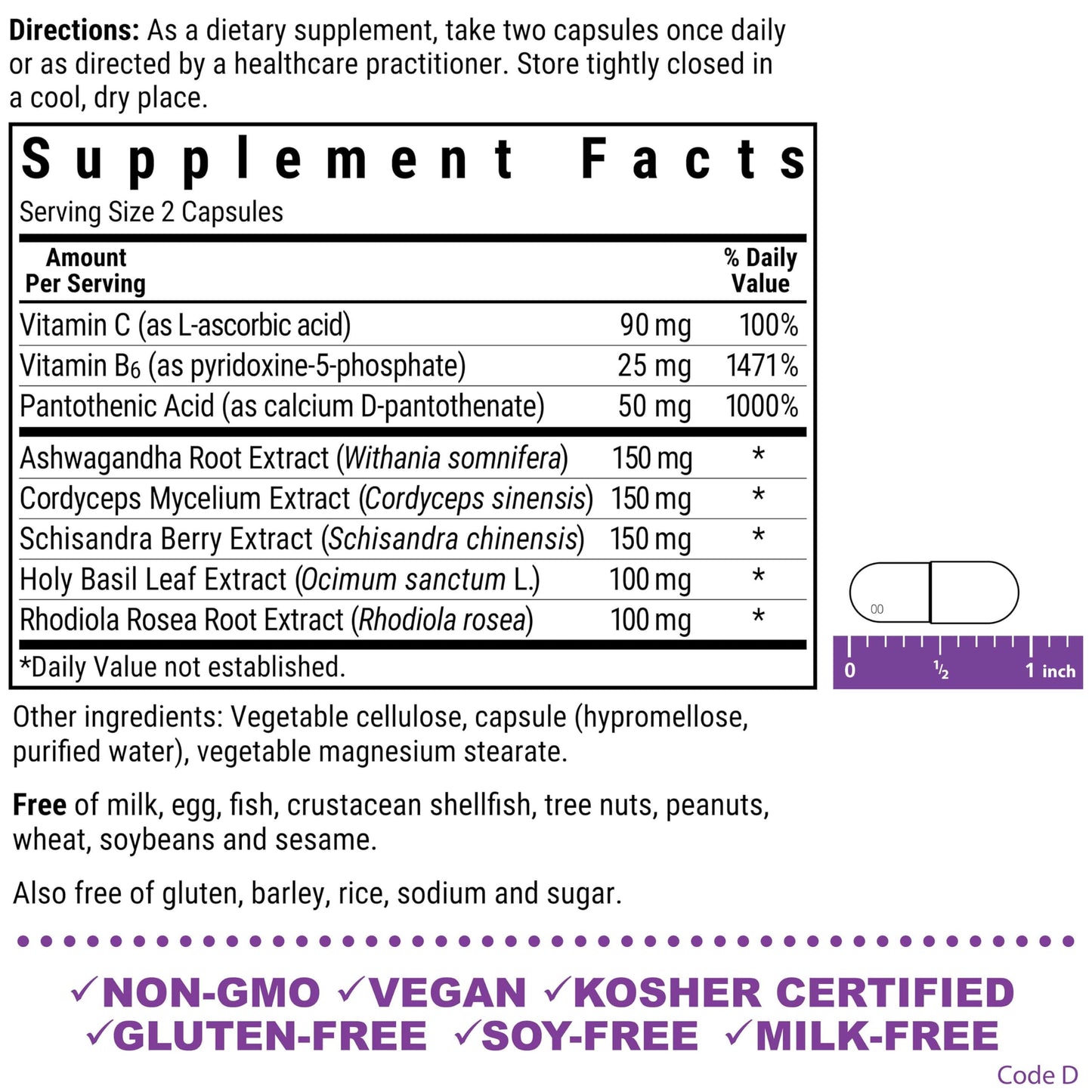 BlueBonnet Adrenal Support, Energy & Mood*, 60 Capsules