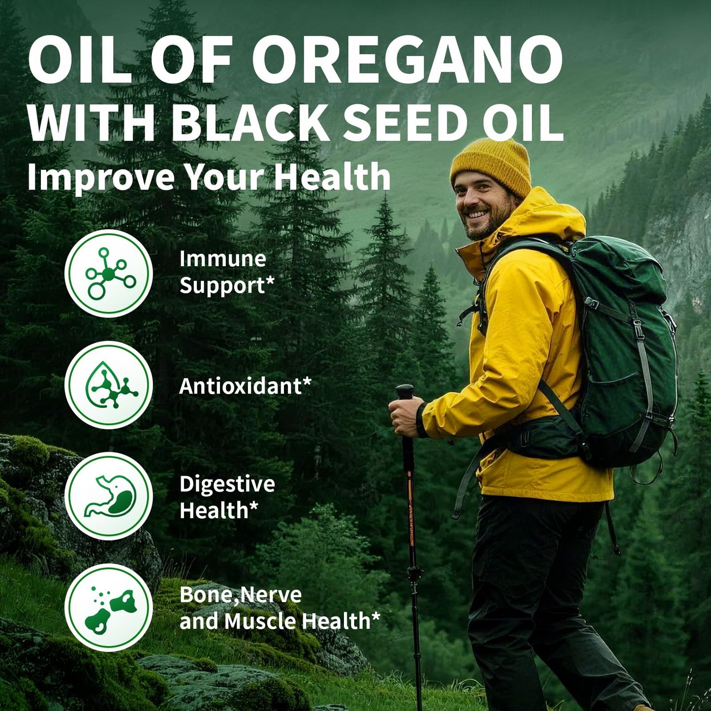 JME 4-in-1 Oil of Oregano with Black Seed Oil Softgels, 150 Count