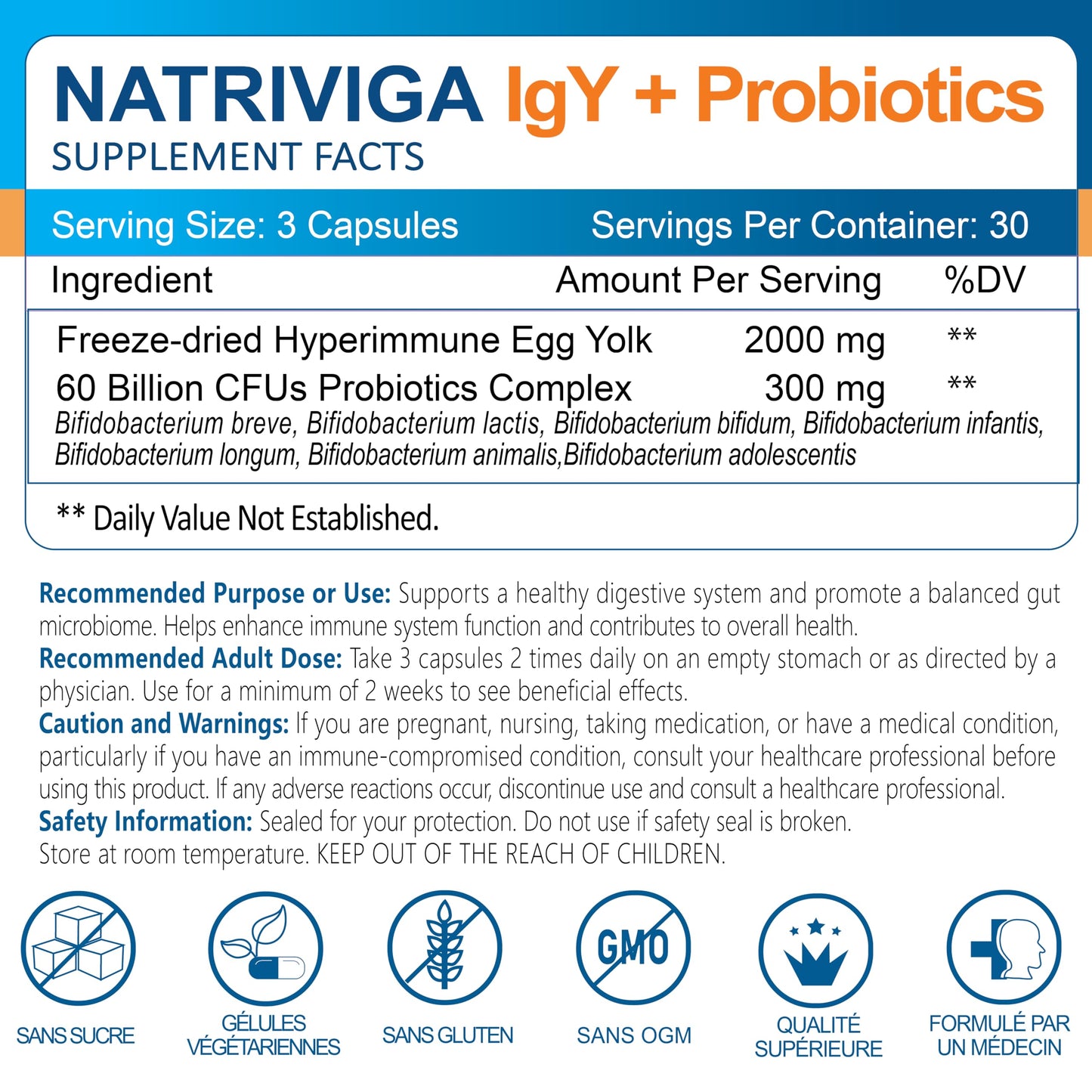 NATRIVIGA Heliclear IgY Immunoglobulins + Probiotics – Dual-Action Formula for Premium Immune & Gut Health Support – Freeze-Dried Hyperimmune Egg Yolk Extract with 60 Billion CFU, 90 Capsules