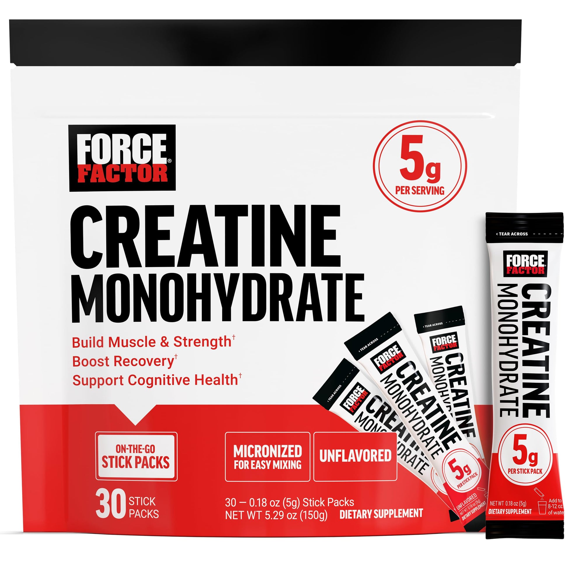 Force Factor Creatine Monohydrate Powder, 30 Packets