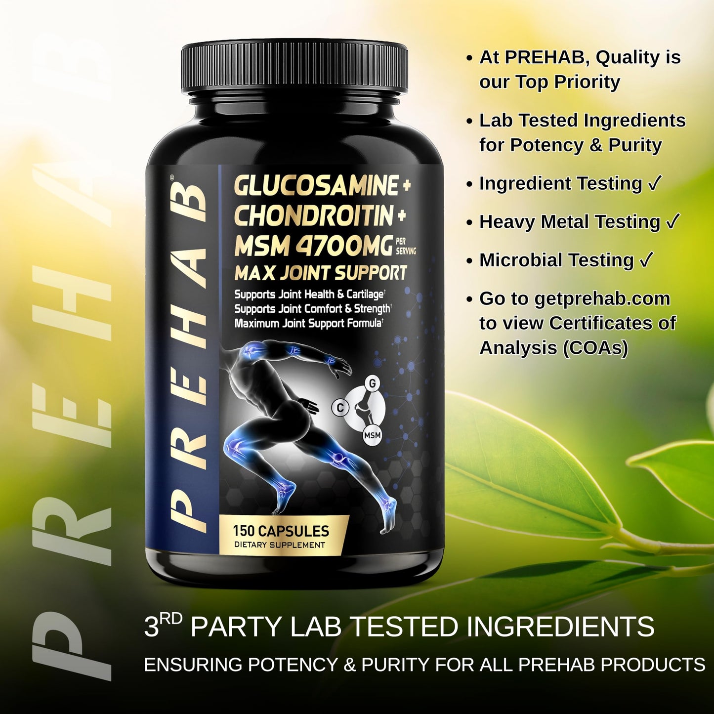 PREHAB Glucosamine Chondroitin MSM Capsule 150 Count