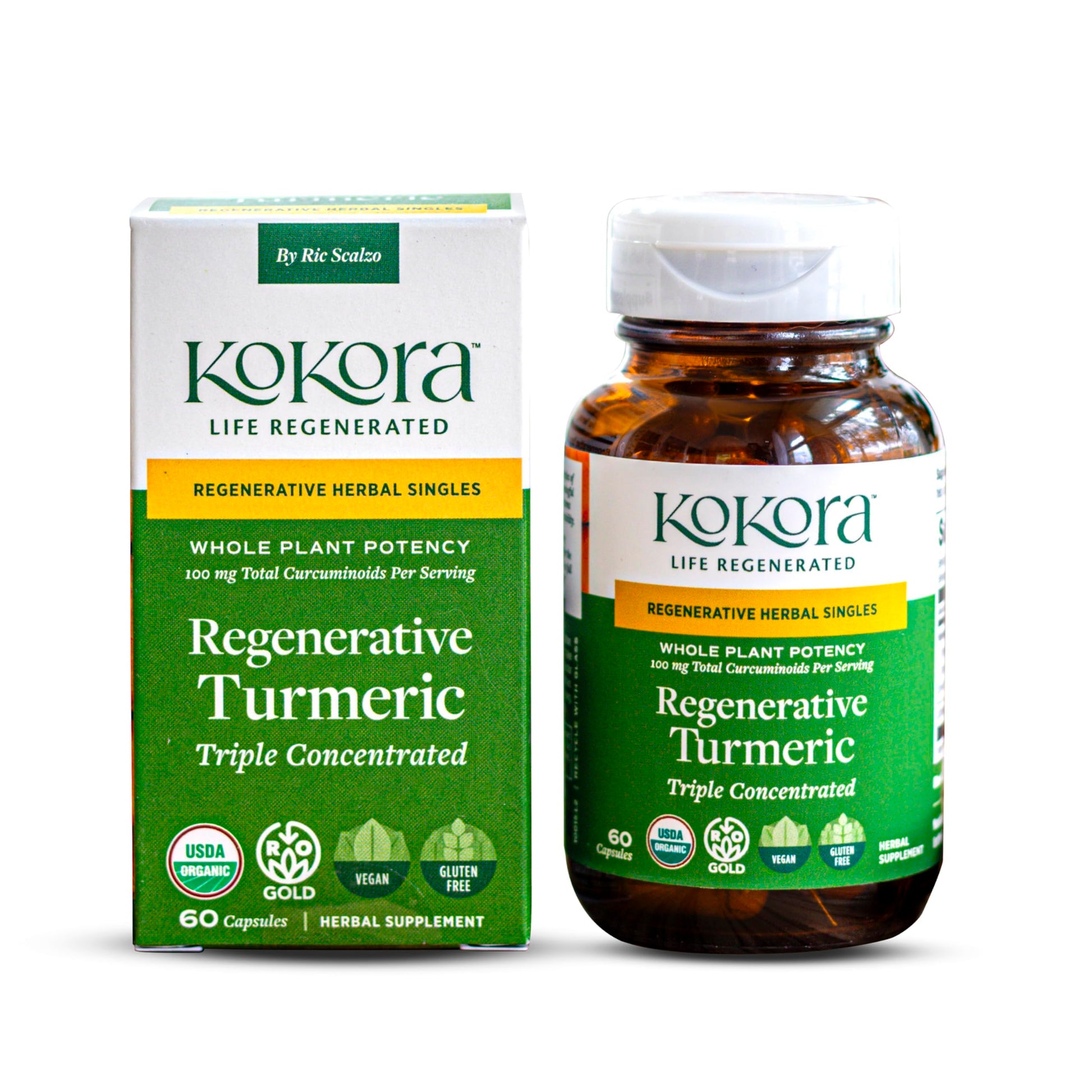 kokora Regenerative Turmeric Curcuminoids Vegan Non-GMO Capsules 60