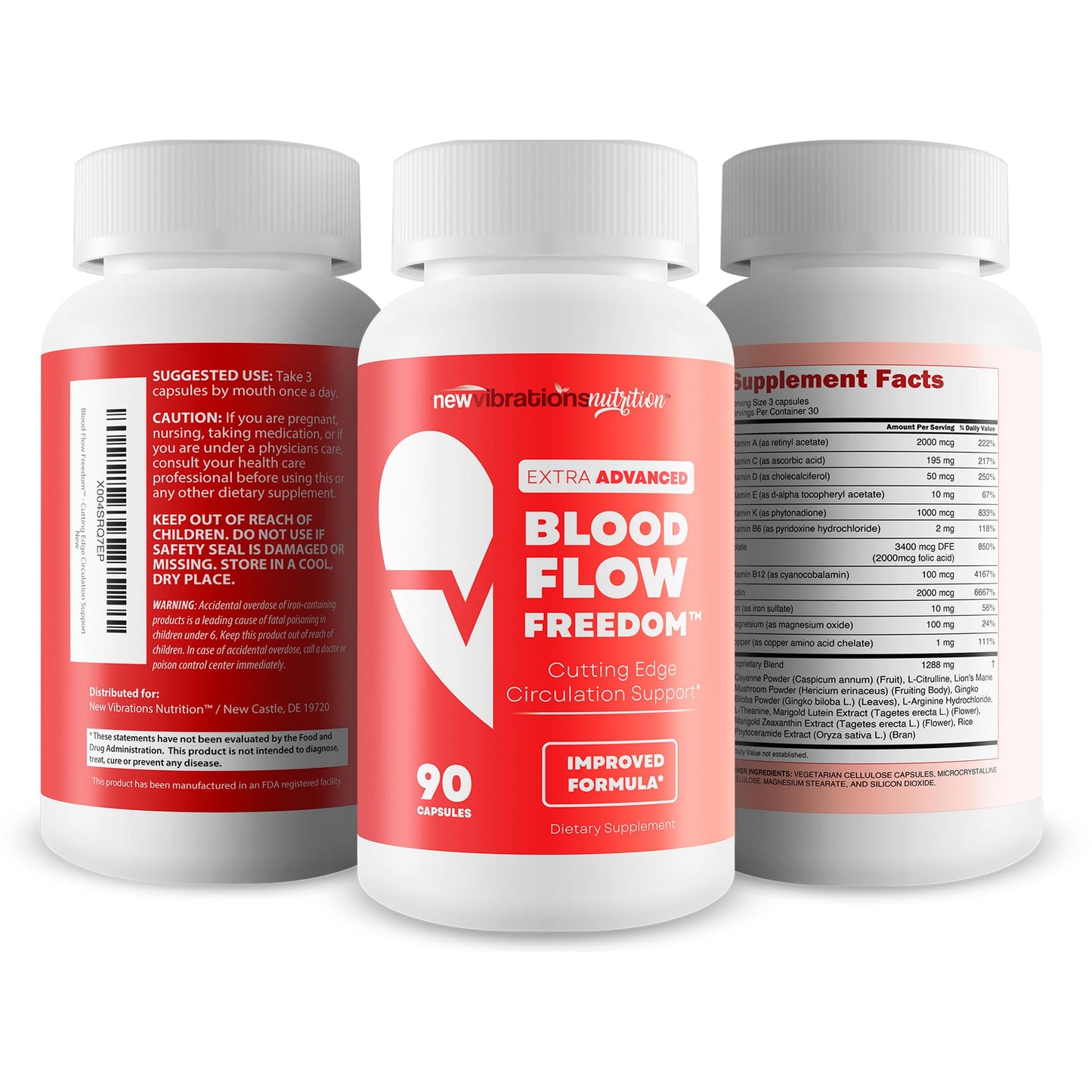 New Vibrations Nutrition Blood Flow Freedom Capsule 90 Count