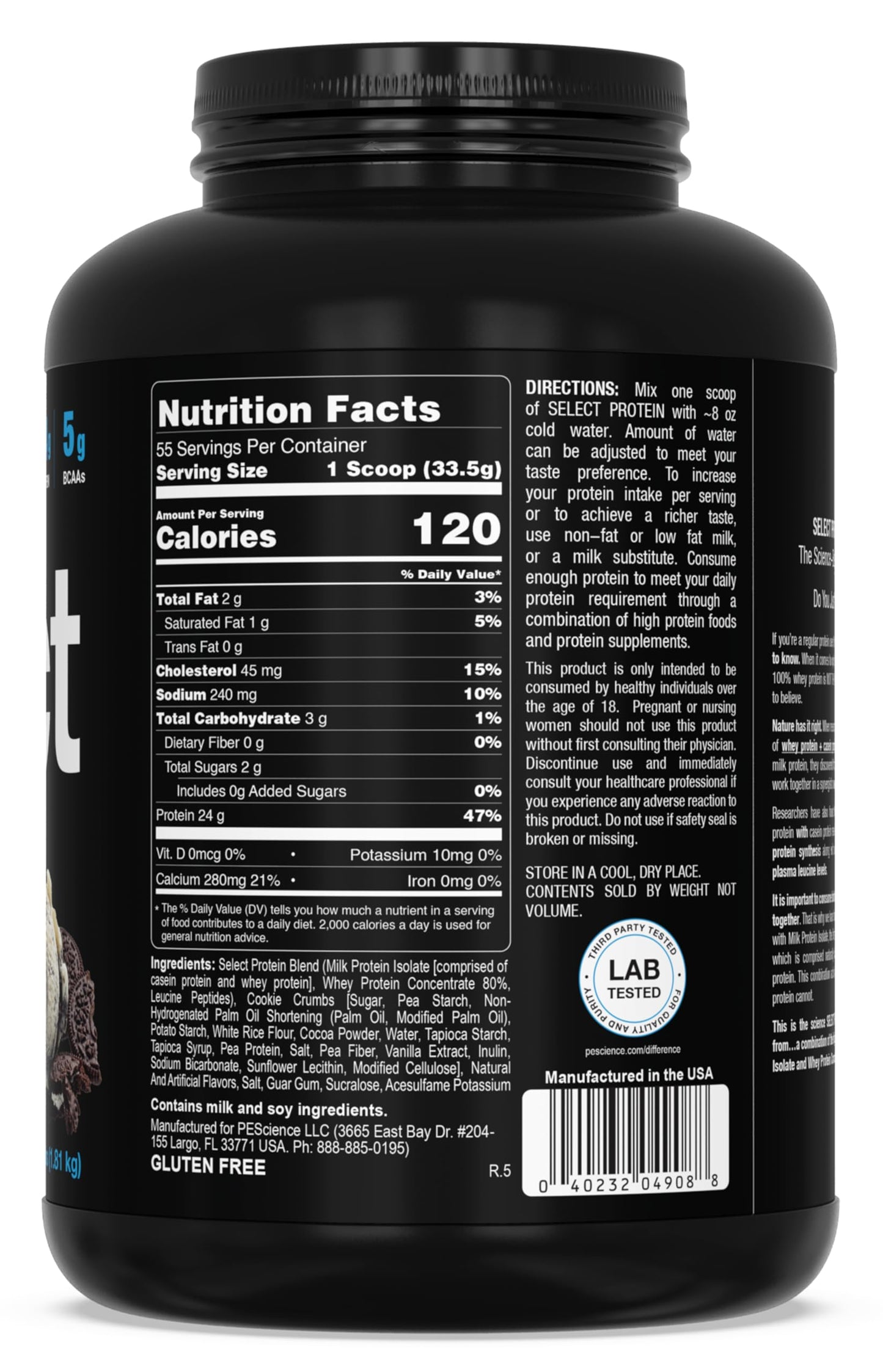 PEScience Select Protein Powder Cookies and Cream, 64 oz