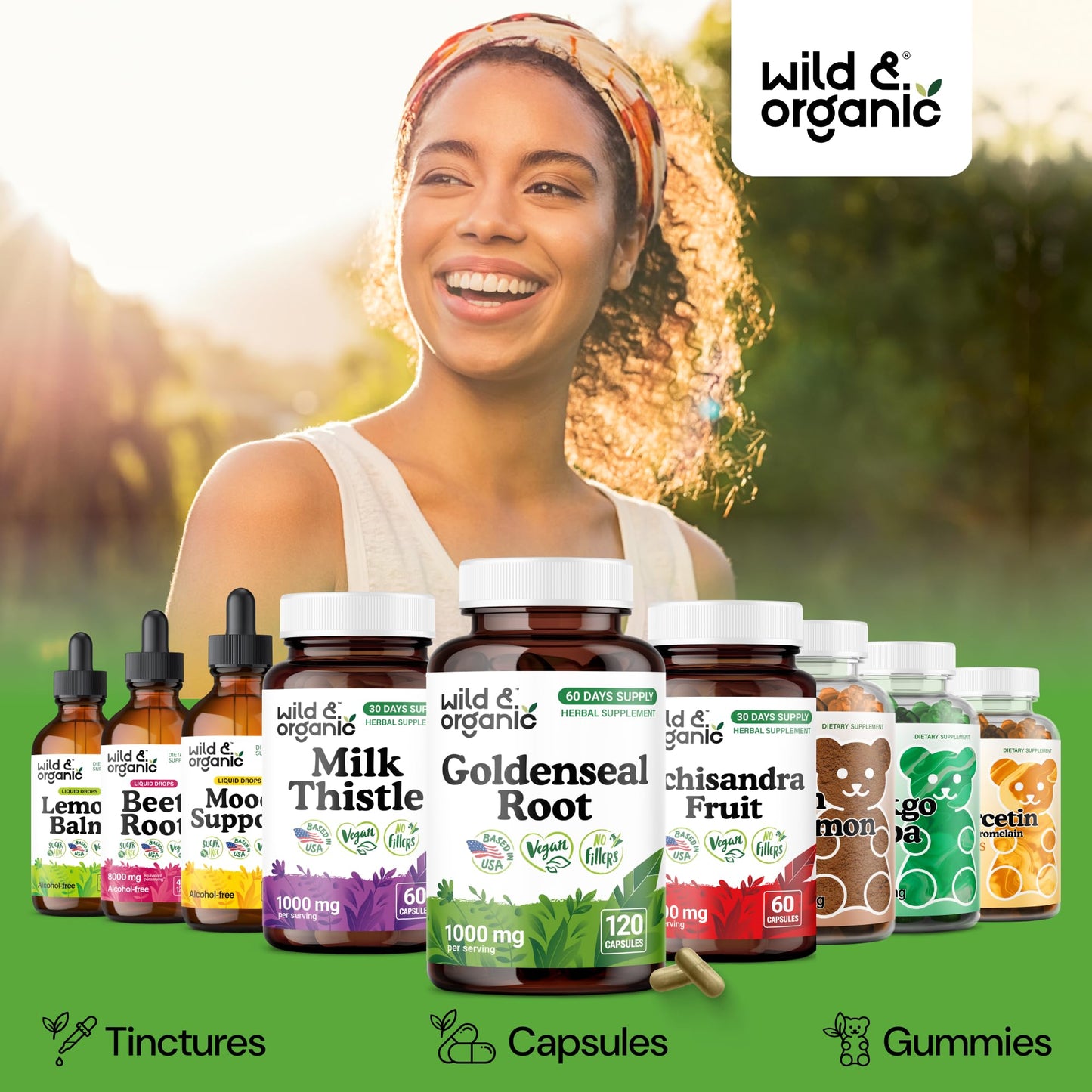 Wild & Organic Goldenseal Root Capsules 1000mg, Capsules, 120 Count