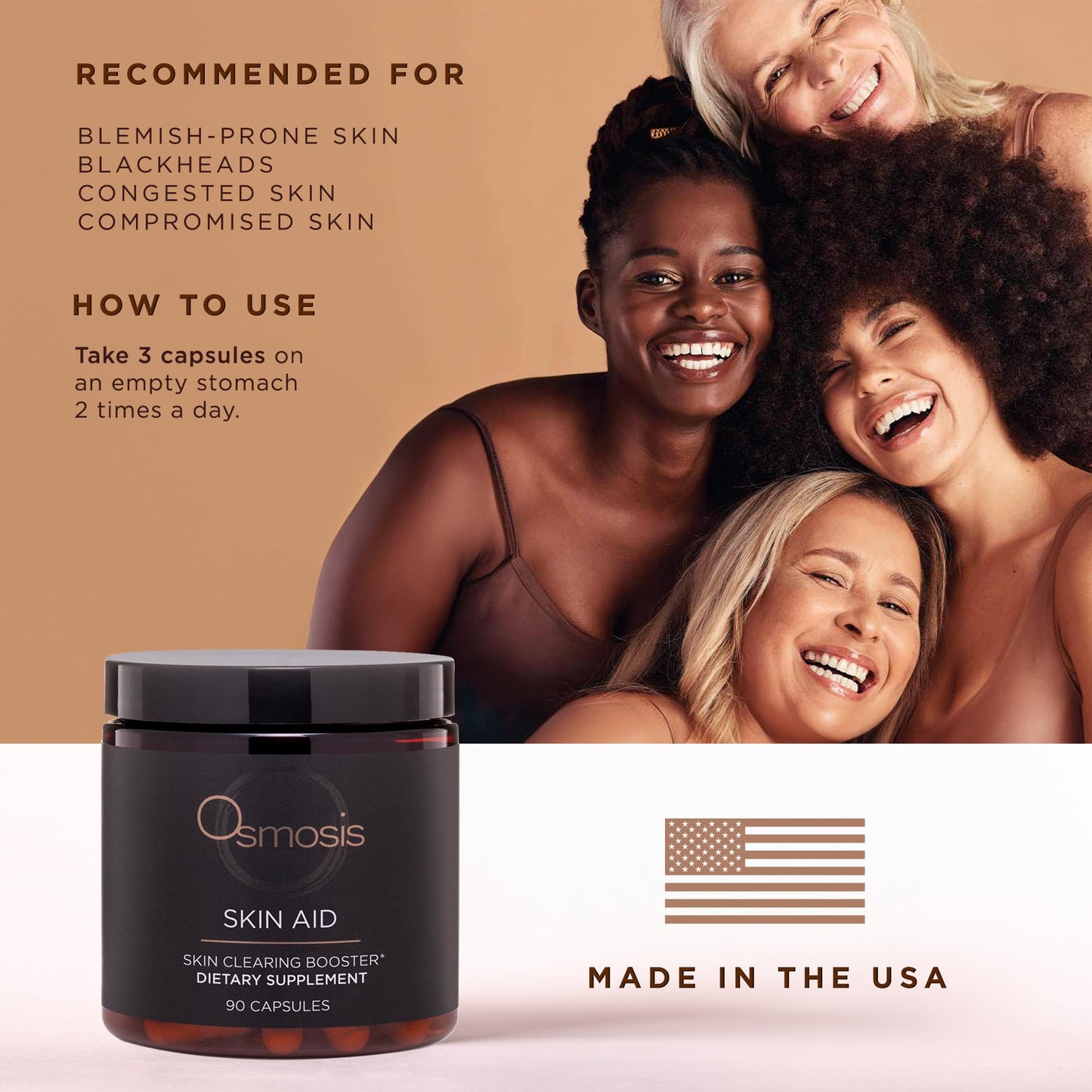 OSMOSIS Skin Aid Microbiome & Vitamin A, Blemish Prone Skin Capsules, 90 Count
