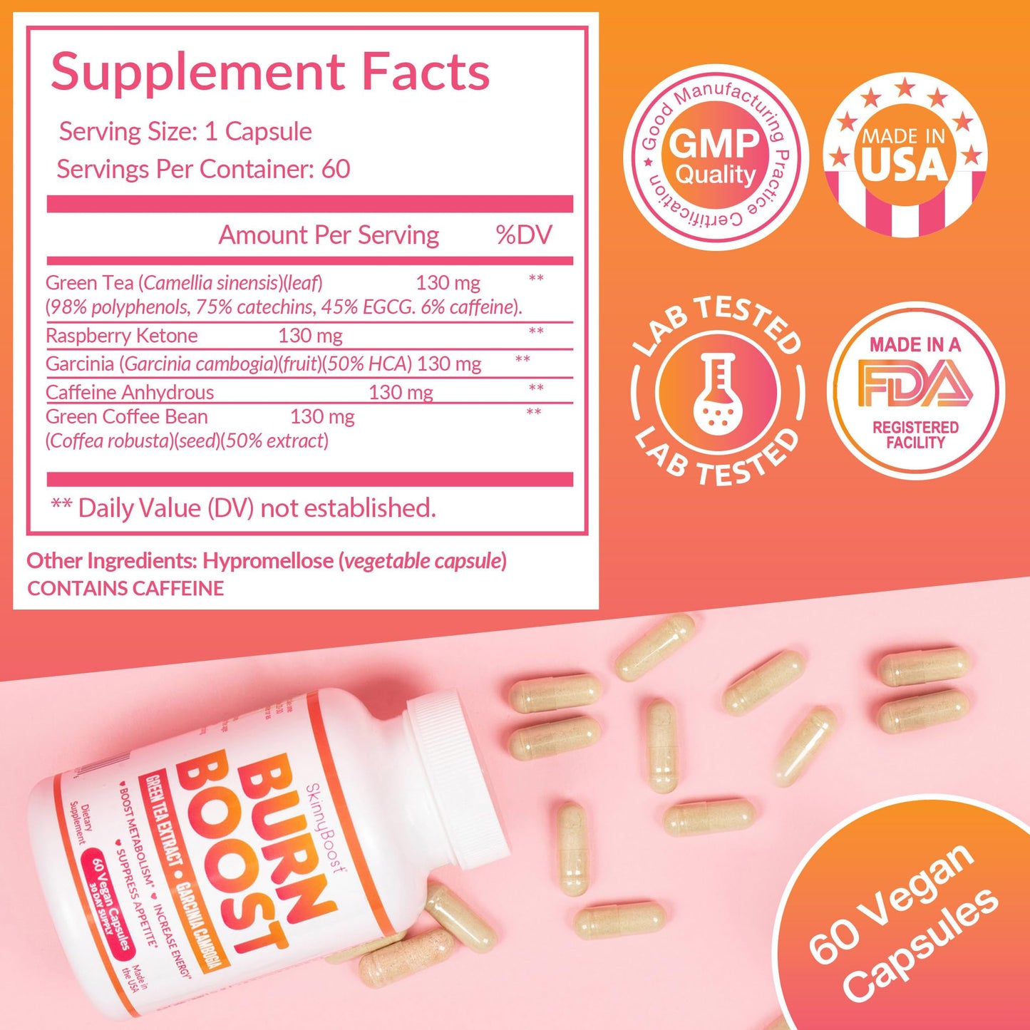 SkinnyBoost Burn Boost Capsules, 60 Count