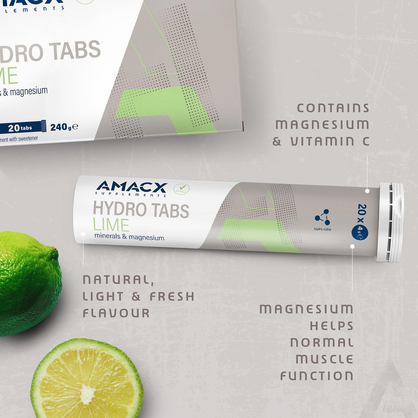 Amacx Hydro Tabs Electrolyte Tablets with Vitamin C and Magnesium, 60 Tablets