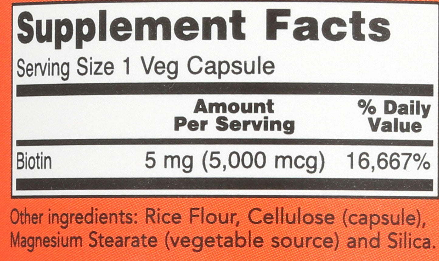 NOW Foods Biotin 5,000 mcg Capsule, 240 Capsules