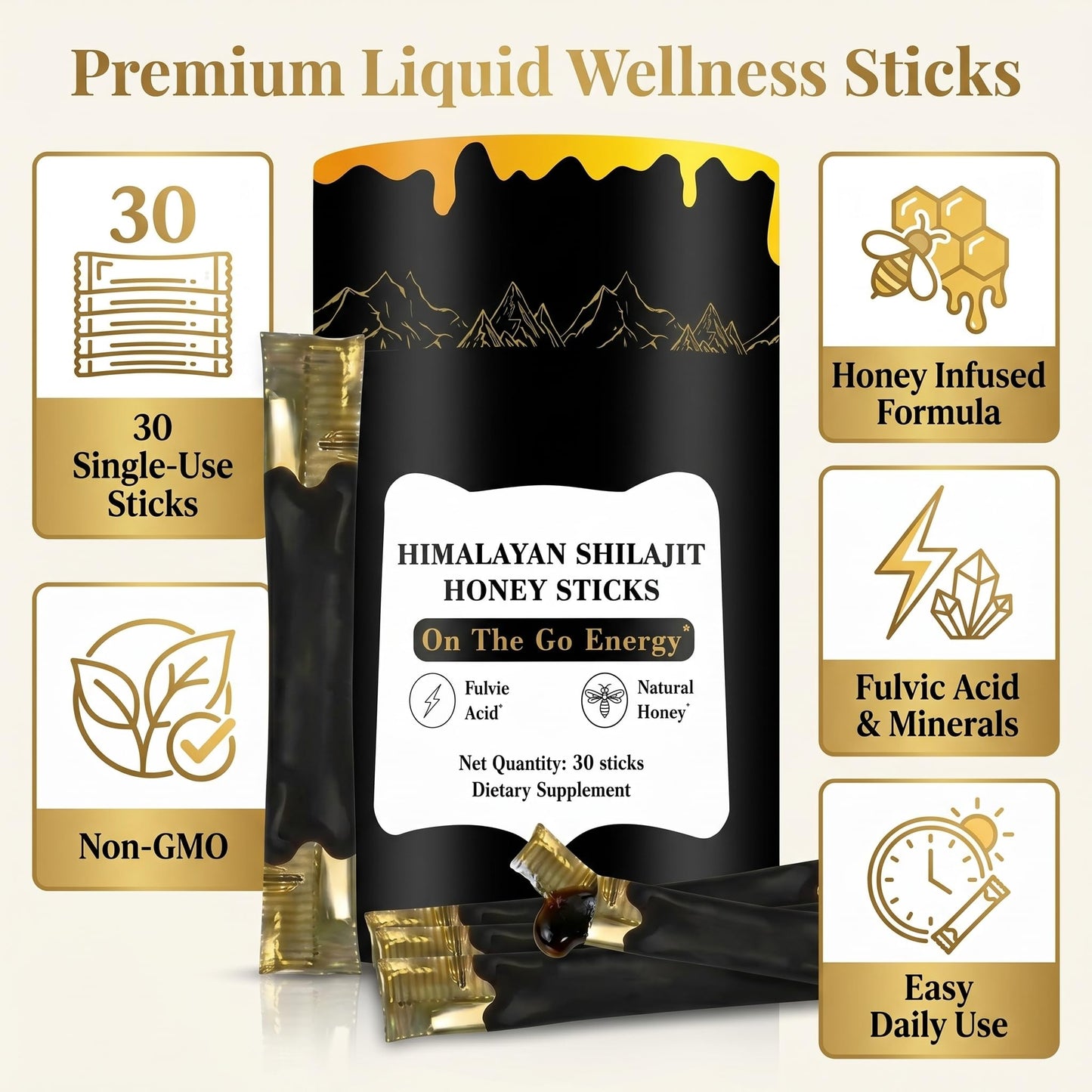 Buy Reliable LLC Shilajit Honey Sticks Softgel 30 Count