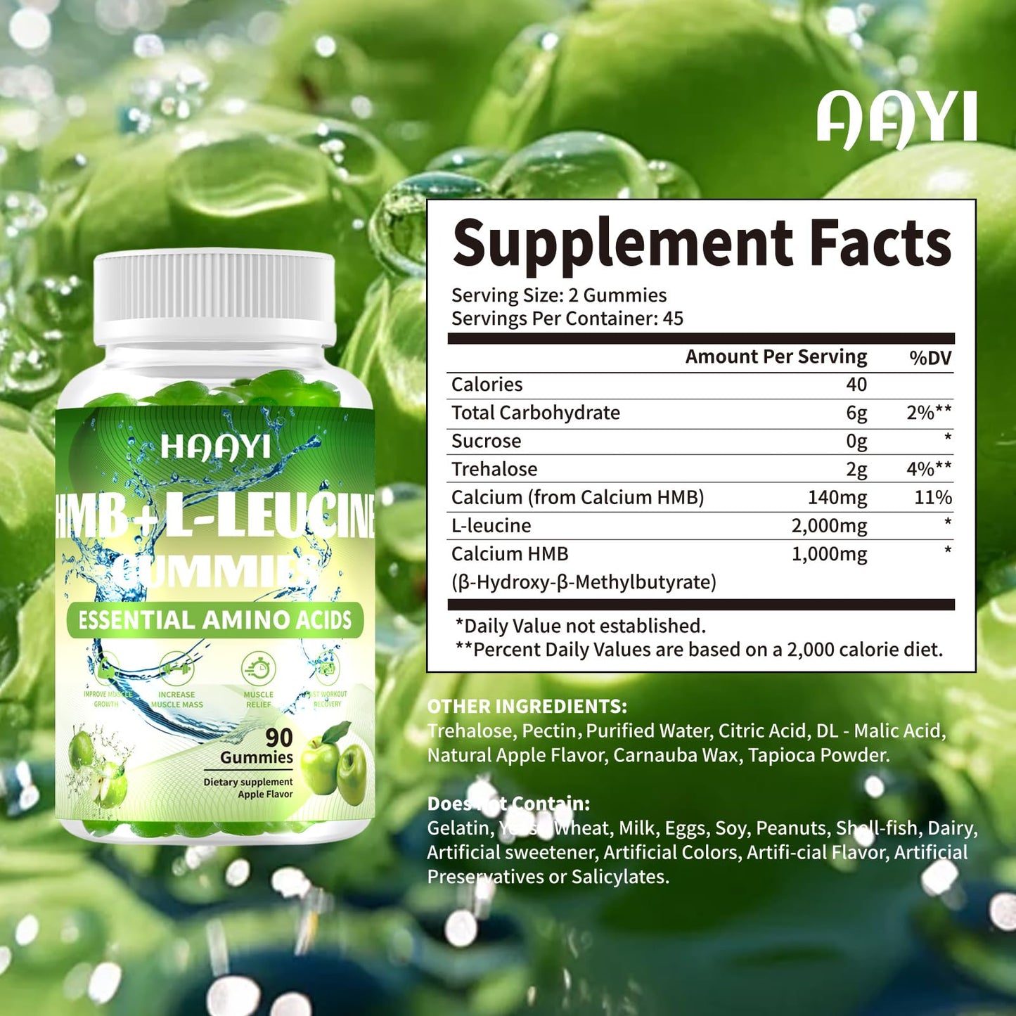 HAAYI HMB and L-Leucine Gummies 90 Gummies