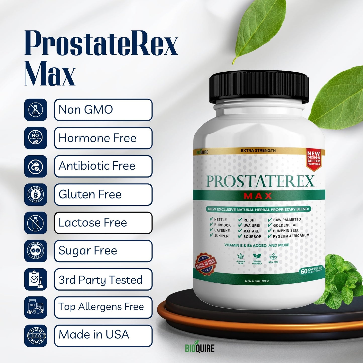 BIOQUIRE ProstateRex Max Extra Strength Prostate Health Support Supplement Saw Palmetto Capsule 300