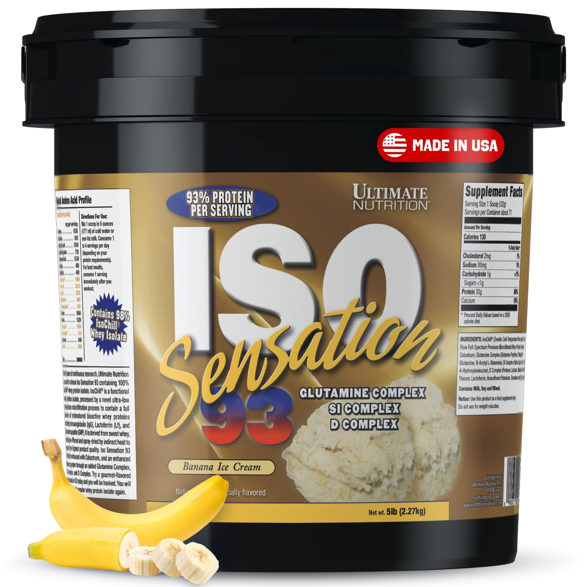 Ultimate Nutrition ISO Sensation 93 Whey Isolate Banana Ice Cream Powder 80
