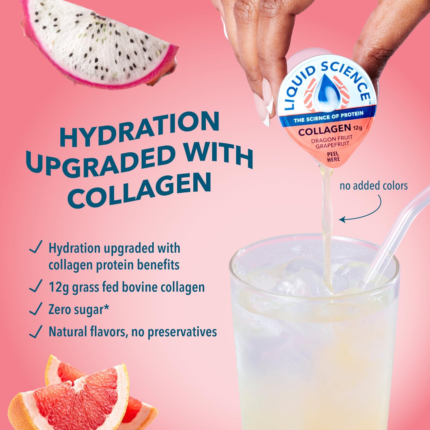 Java House Liquid Science Dragon Fruit Grapefruit Collagen Capsules, 12 Count