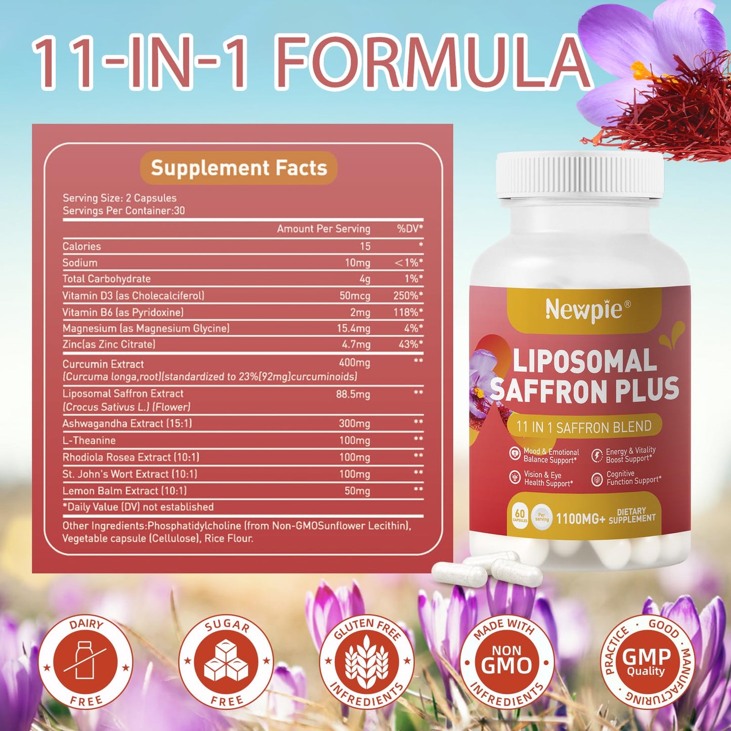 Newpie Saffron Extract Capsules, 60 Count