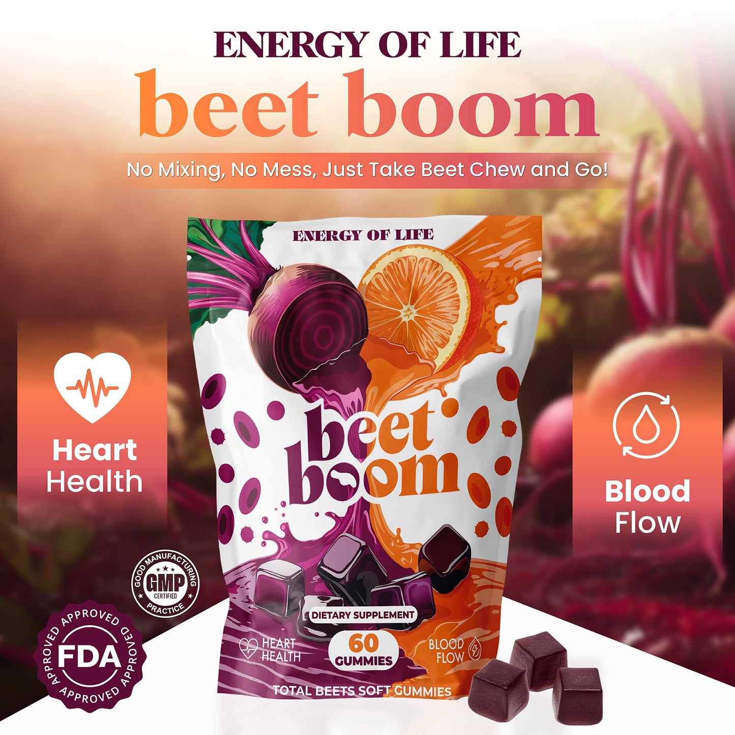 Energy of Life Beet Root Gummies, 60 Gummies