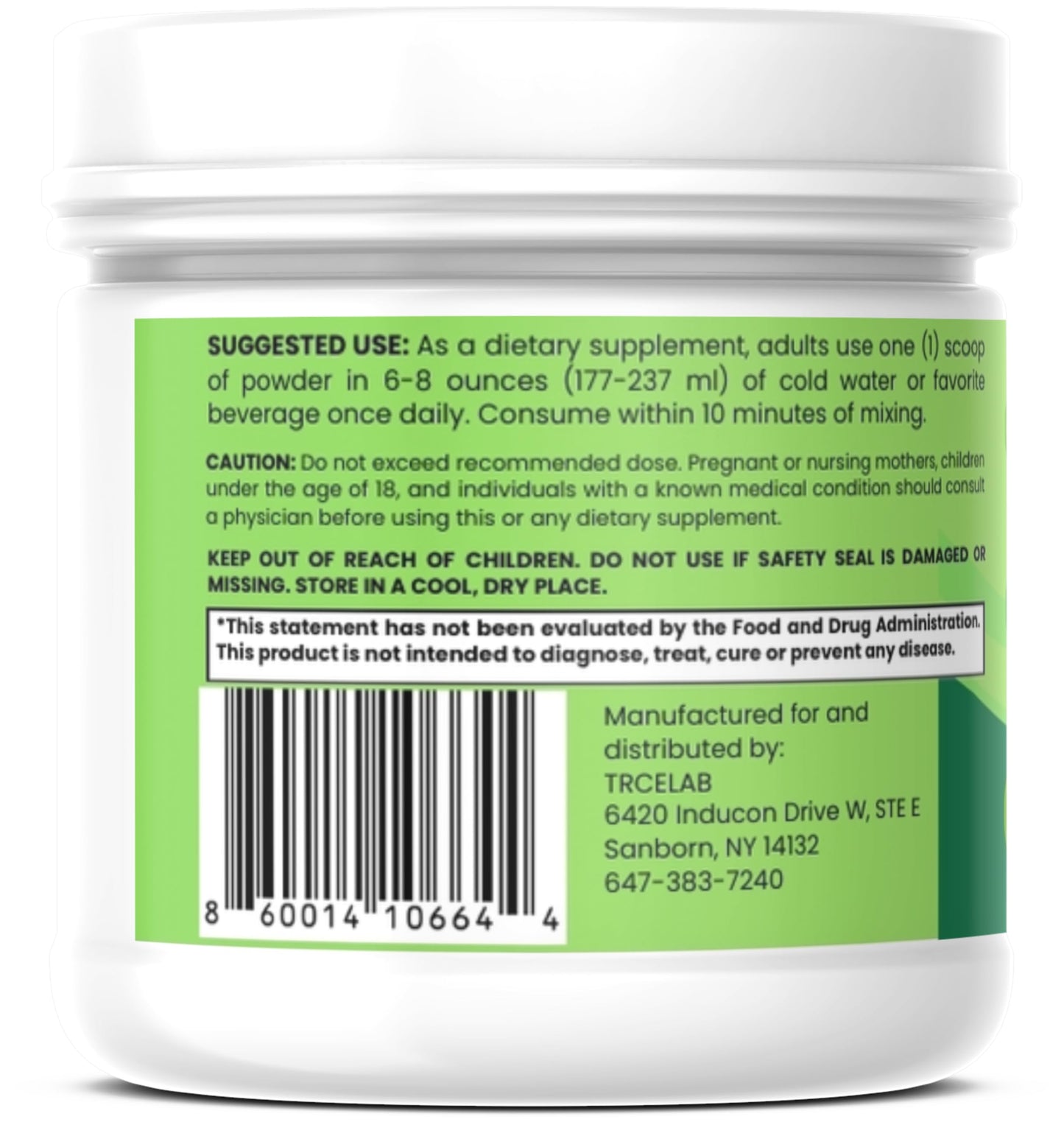 TRCELAB Super Greens Powder with Inulin & Ginger Root, 4.4 Ounce